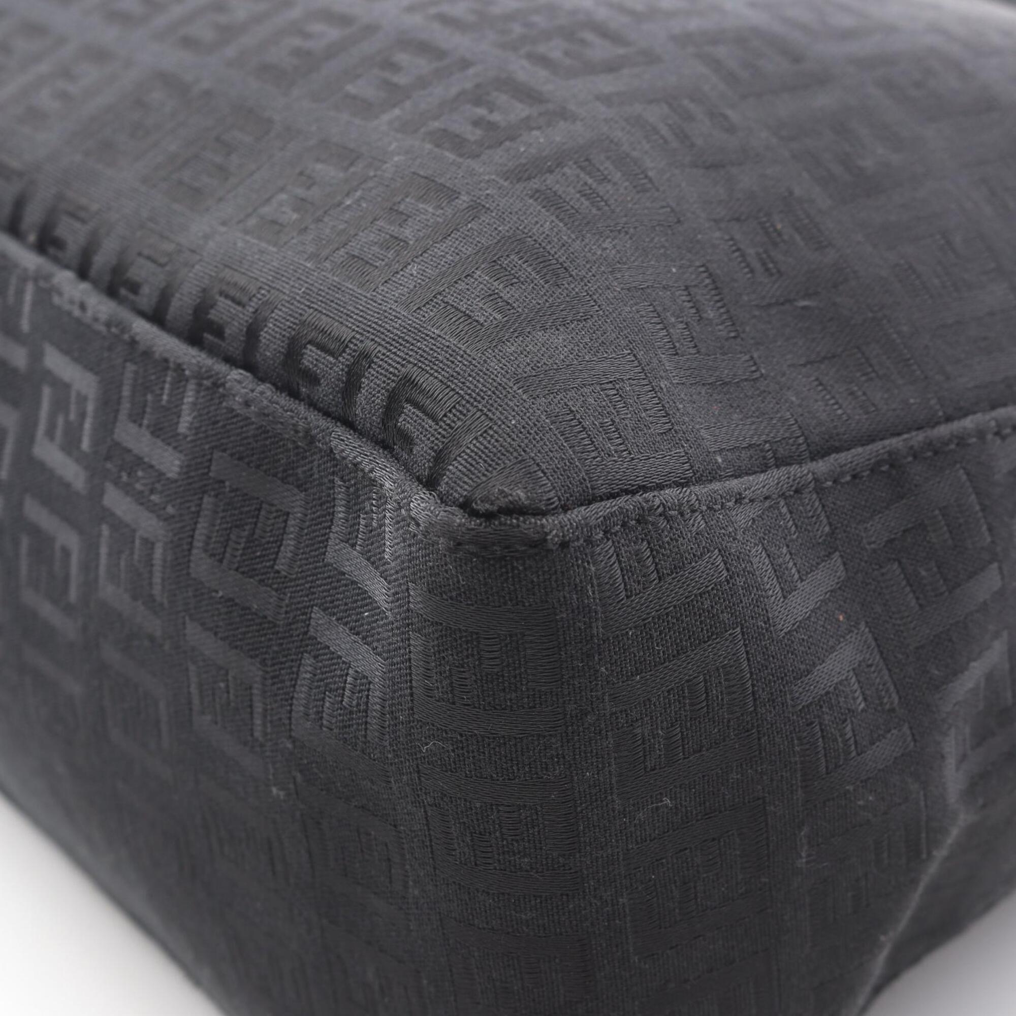 Fendi Black Canvas Leather Handbag Tote Bag (Pre-Owned)