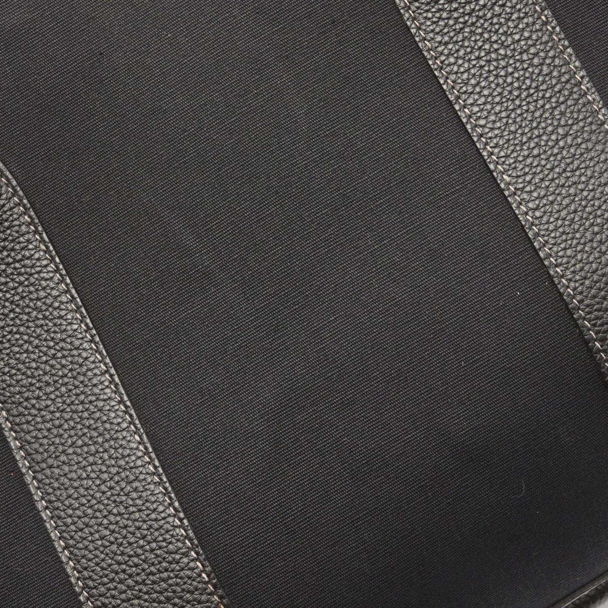 Hermes Black Toile Officier Negonda Leather Handbag Tote Bag (Pre-Owned)