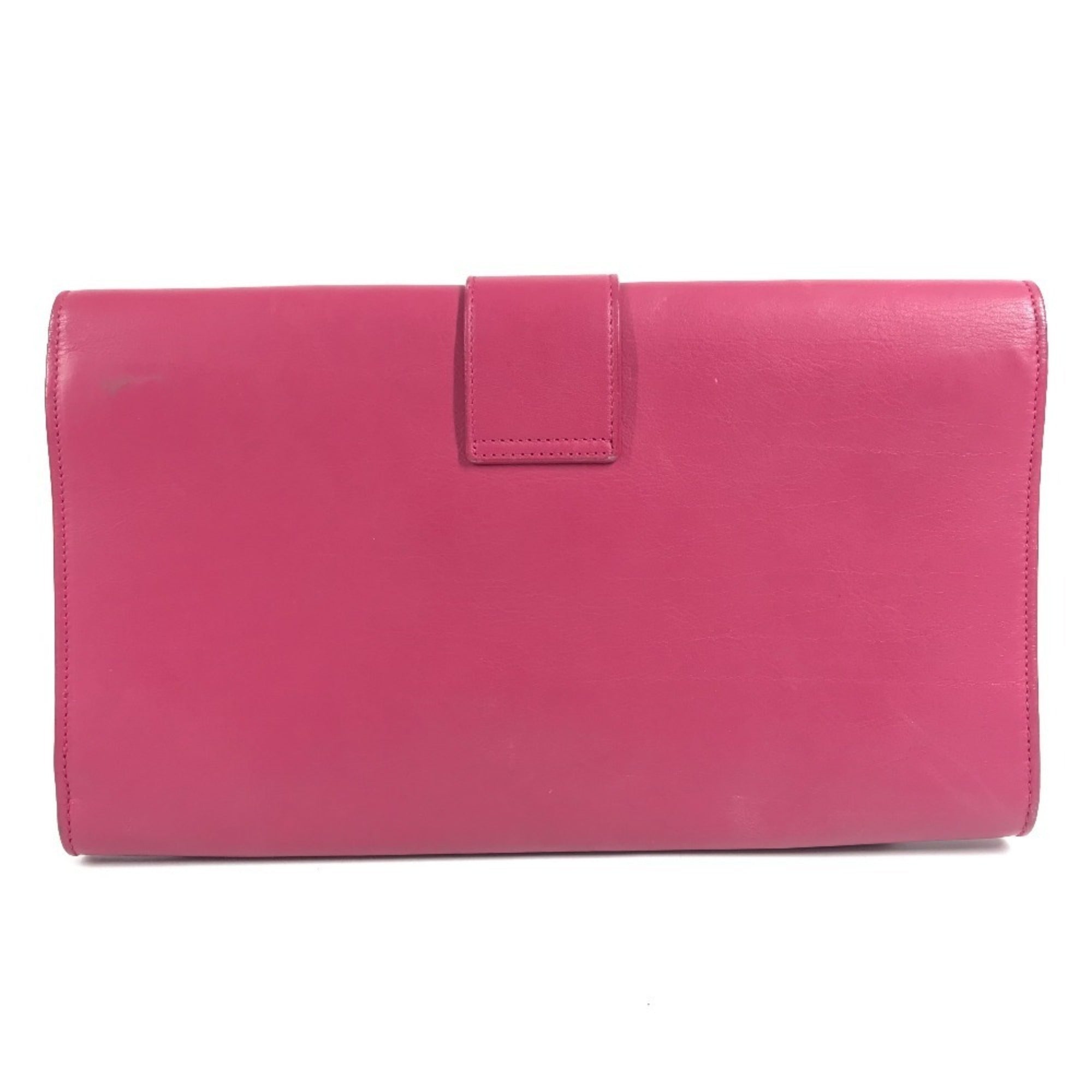 Yves Saint Laurent Pink Leather Clutch Bag Handbag (Pre-Owned)