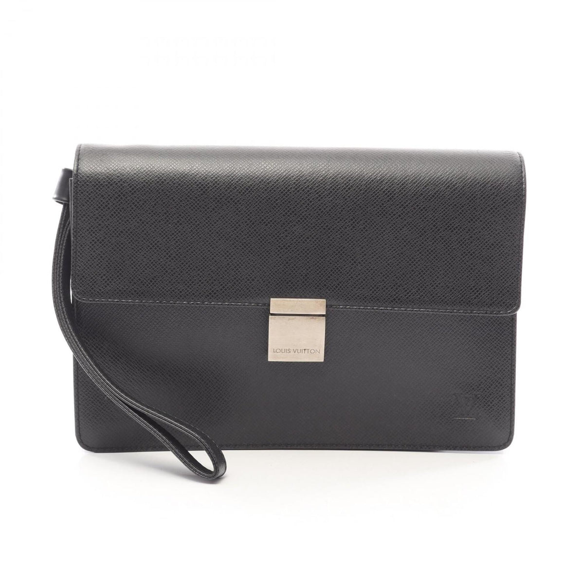Louis Vuitton Black Leather Taiga Leather Clutch Bag Handbag (Pre-Owned)