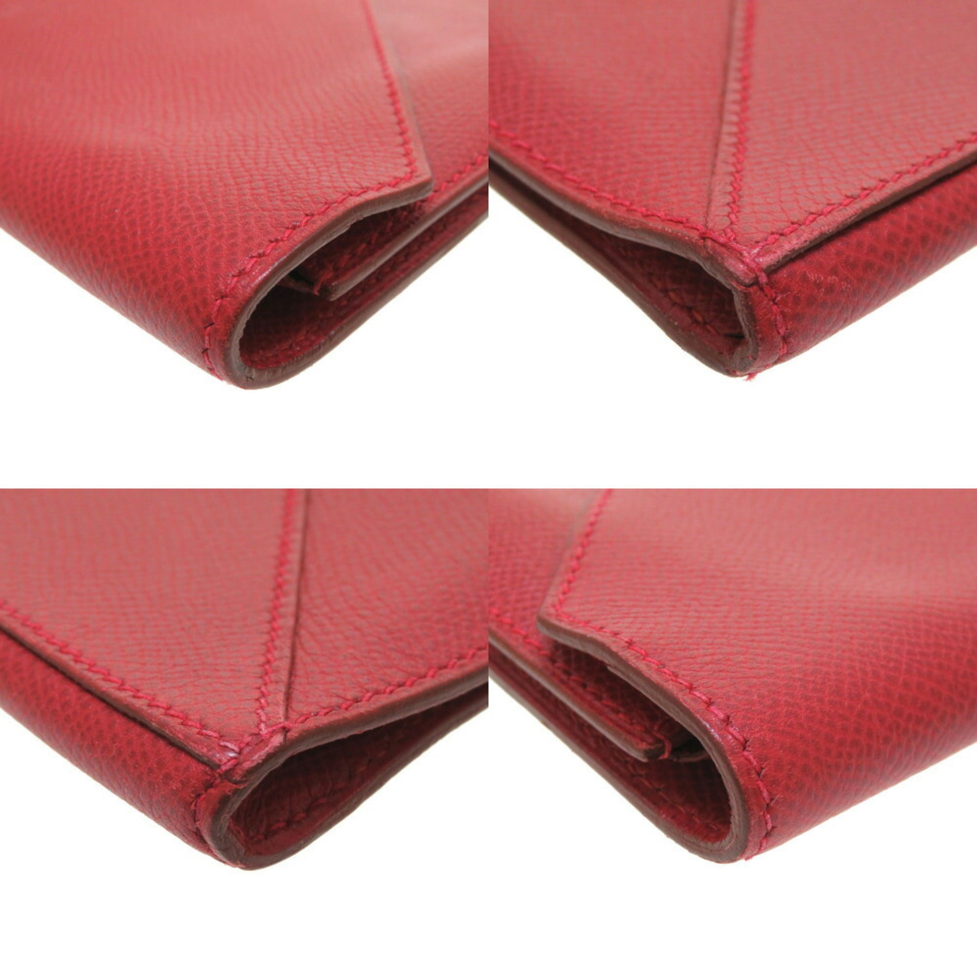 Hermes Red Color Courchevel Leather Clutch Bag (Pre-Owned)