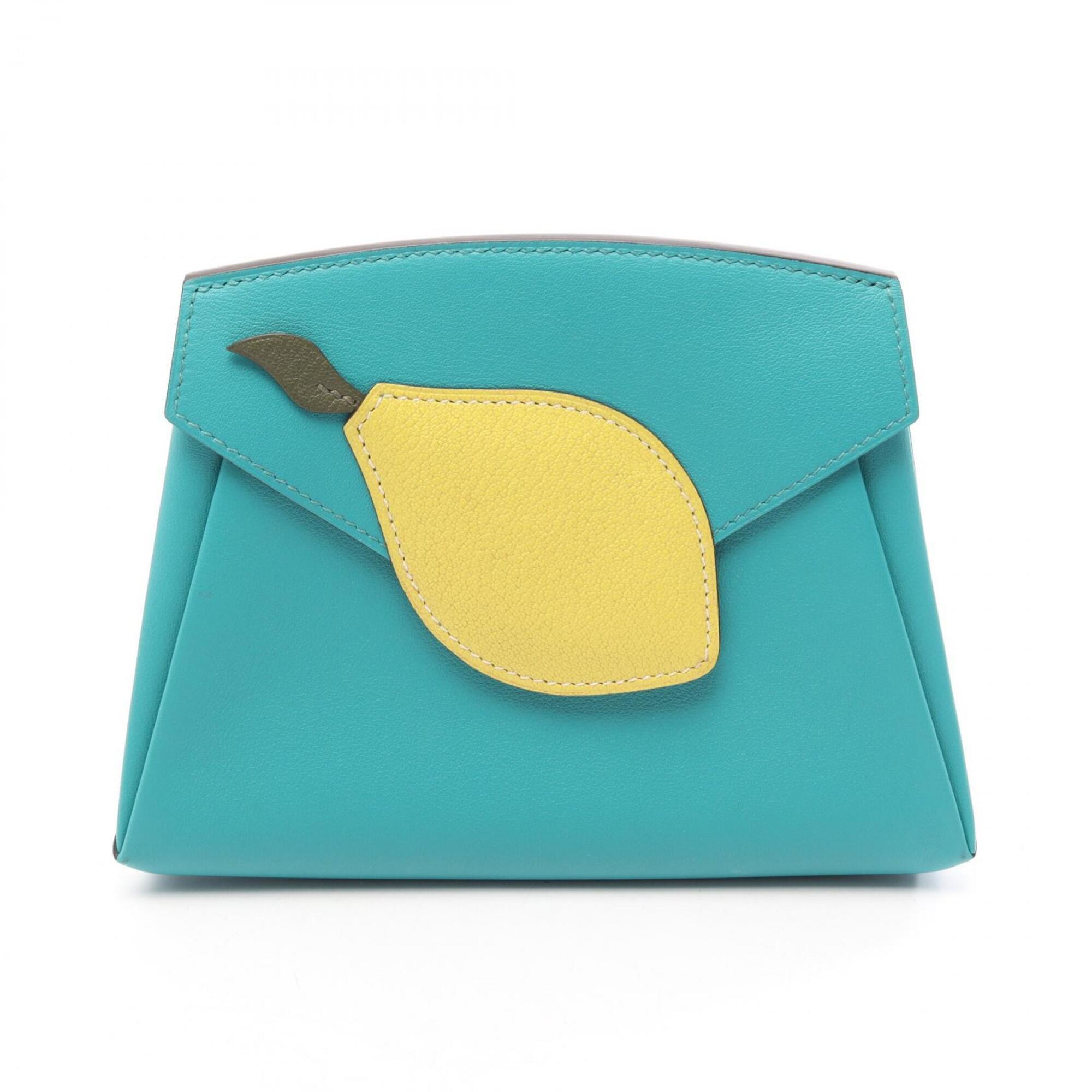 Hermes Green Lime Yellow Swift Leather Chevre Leather Pouch (Pre-Owned)