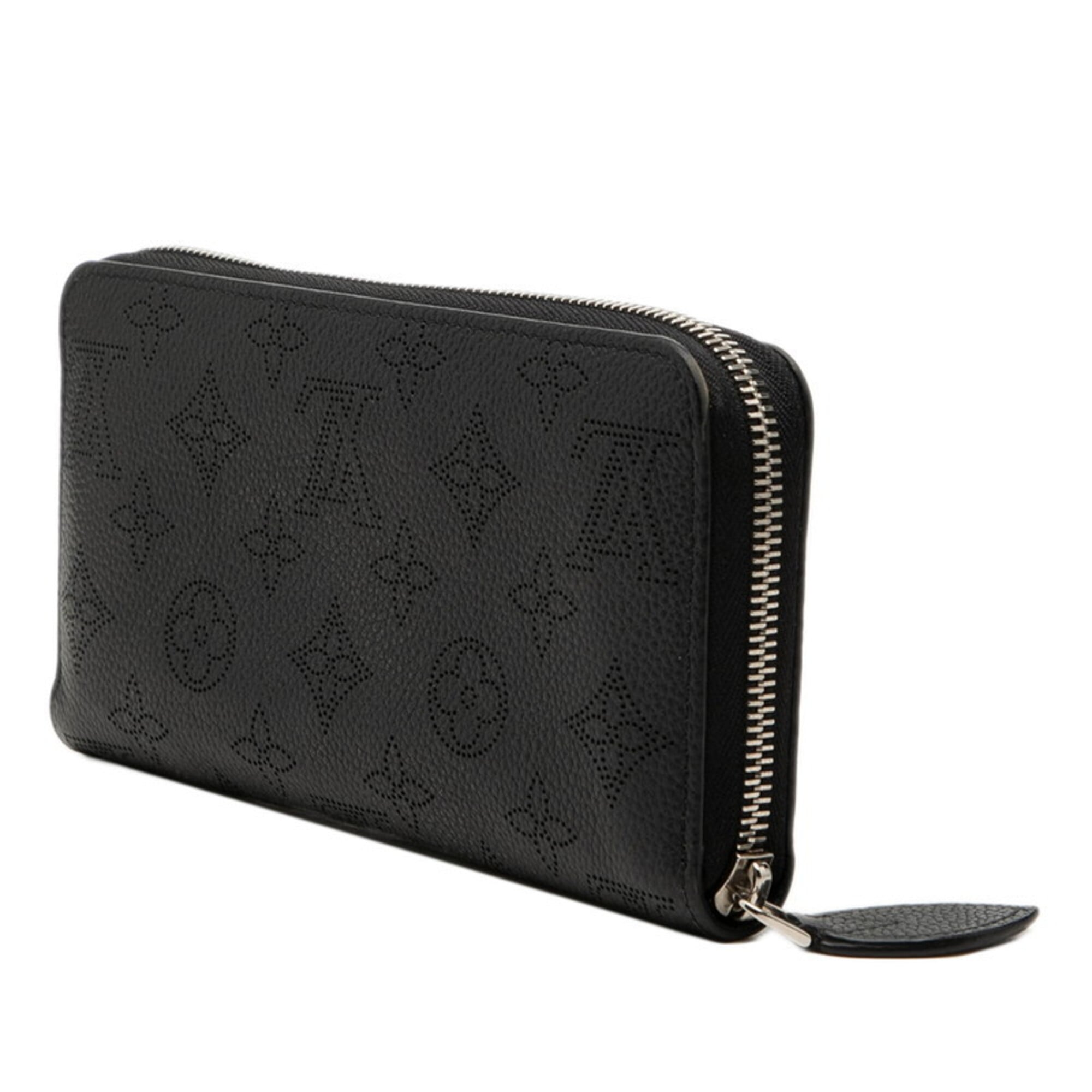 Louis Vuitton Monogram Black Leather Long Wallet (Bi-Fold) (Pre-Owned)