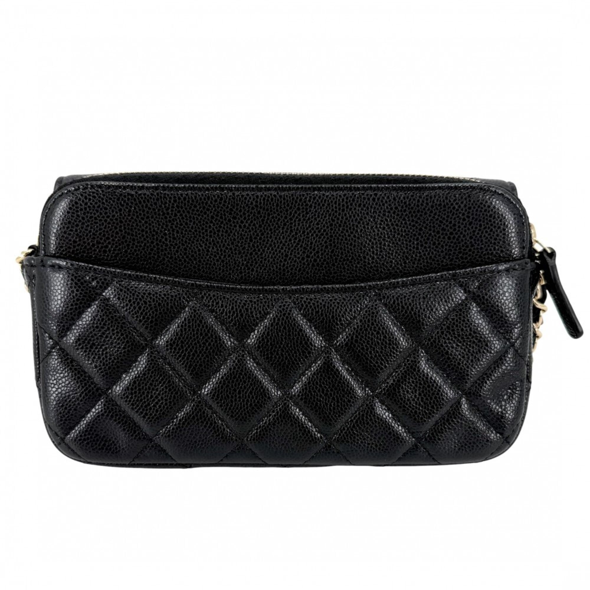Chanel Black White Grained Calfskin Shoulder Bag (Pre-Owned)
