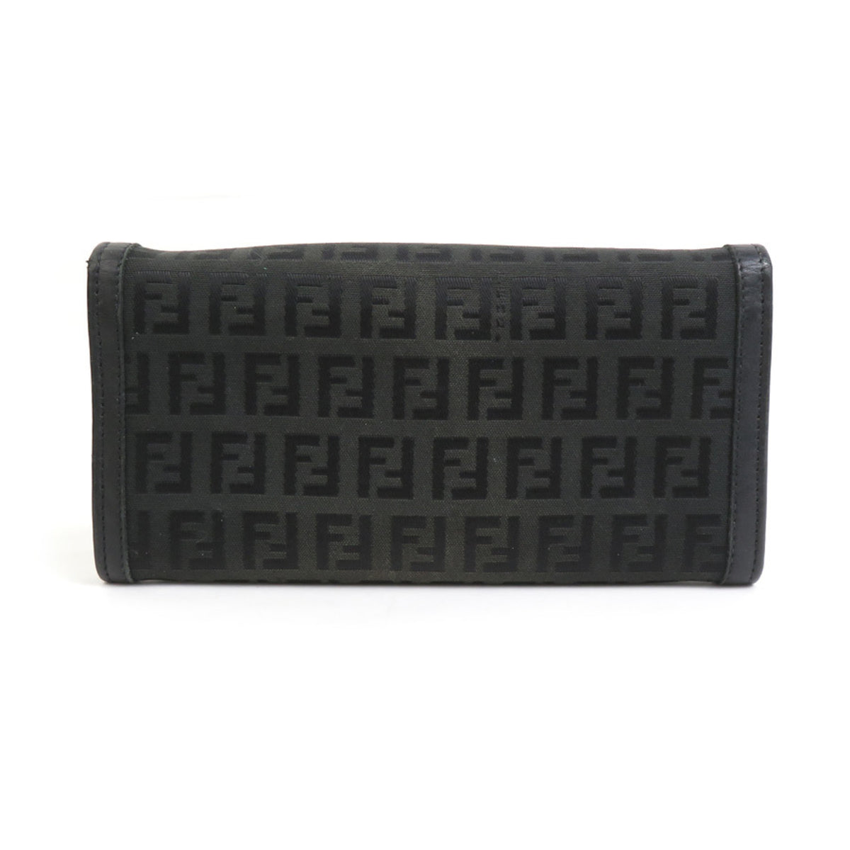 Fendi Black Canvas Leather Long Wallet (Tri-Fold) (Pre-Owned)