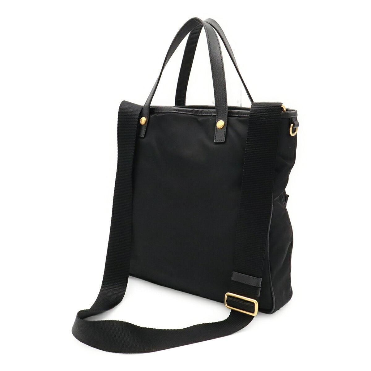 Prada Black Nero Nylon Leather Shoulder Bag Tote Bag (Pre-Owned)