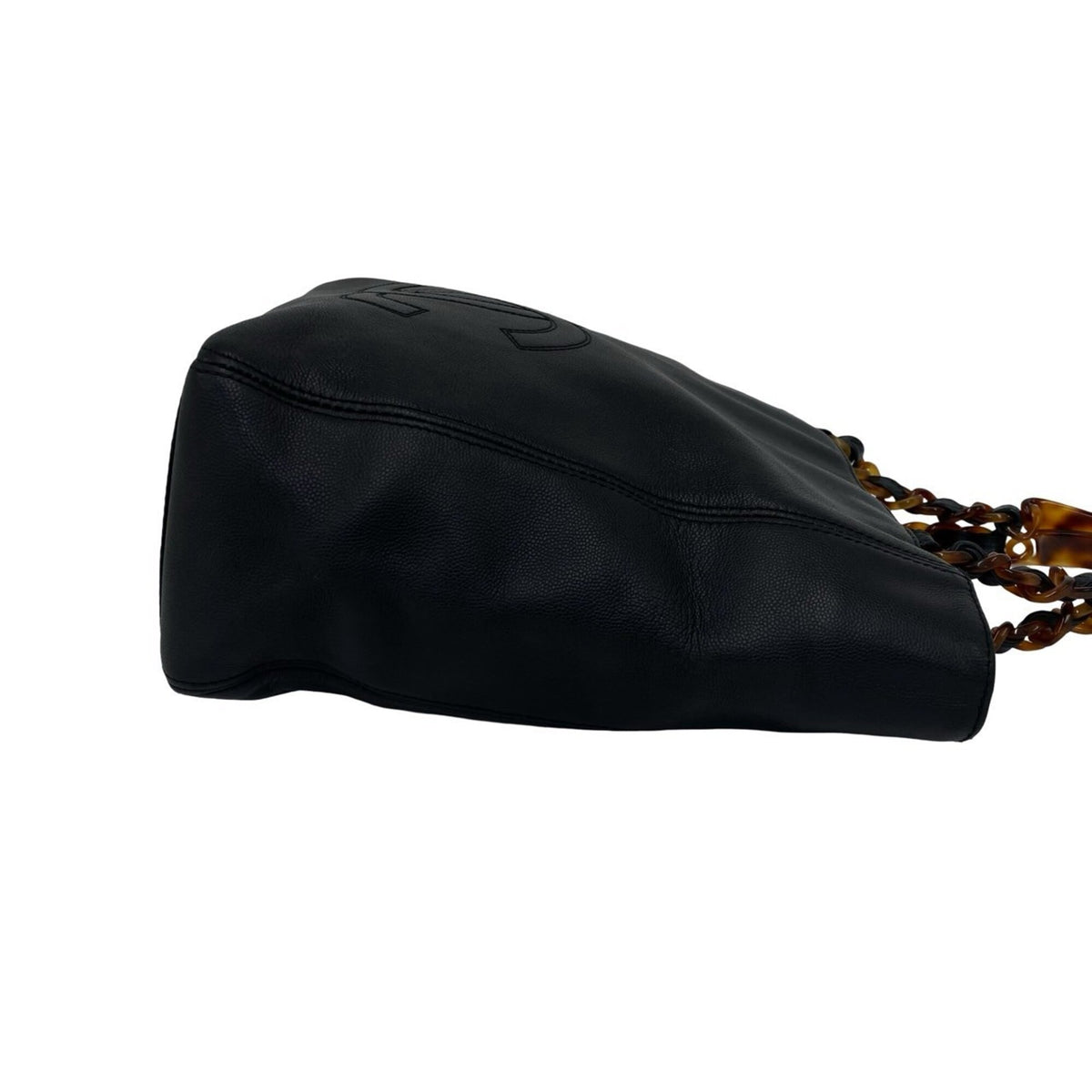 Chanel Black Brown Grained Calfskin Plastic Handbag (Pre-Owned)