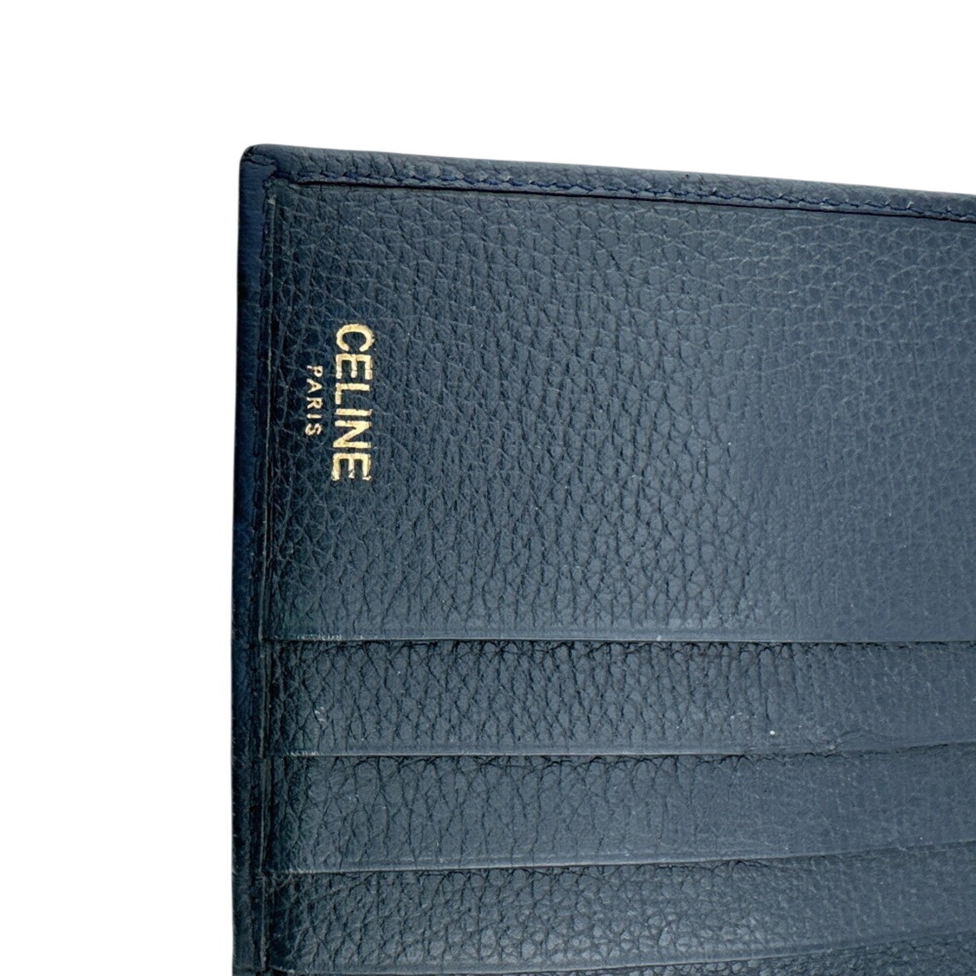 Celine Navy Red Color Leather Wallet (Tri-Fold) (Pre-Owned)