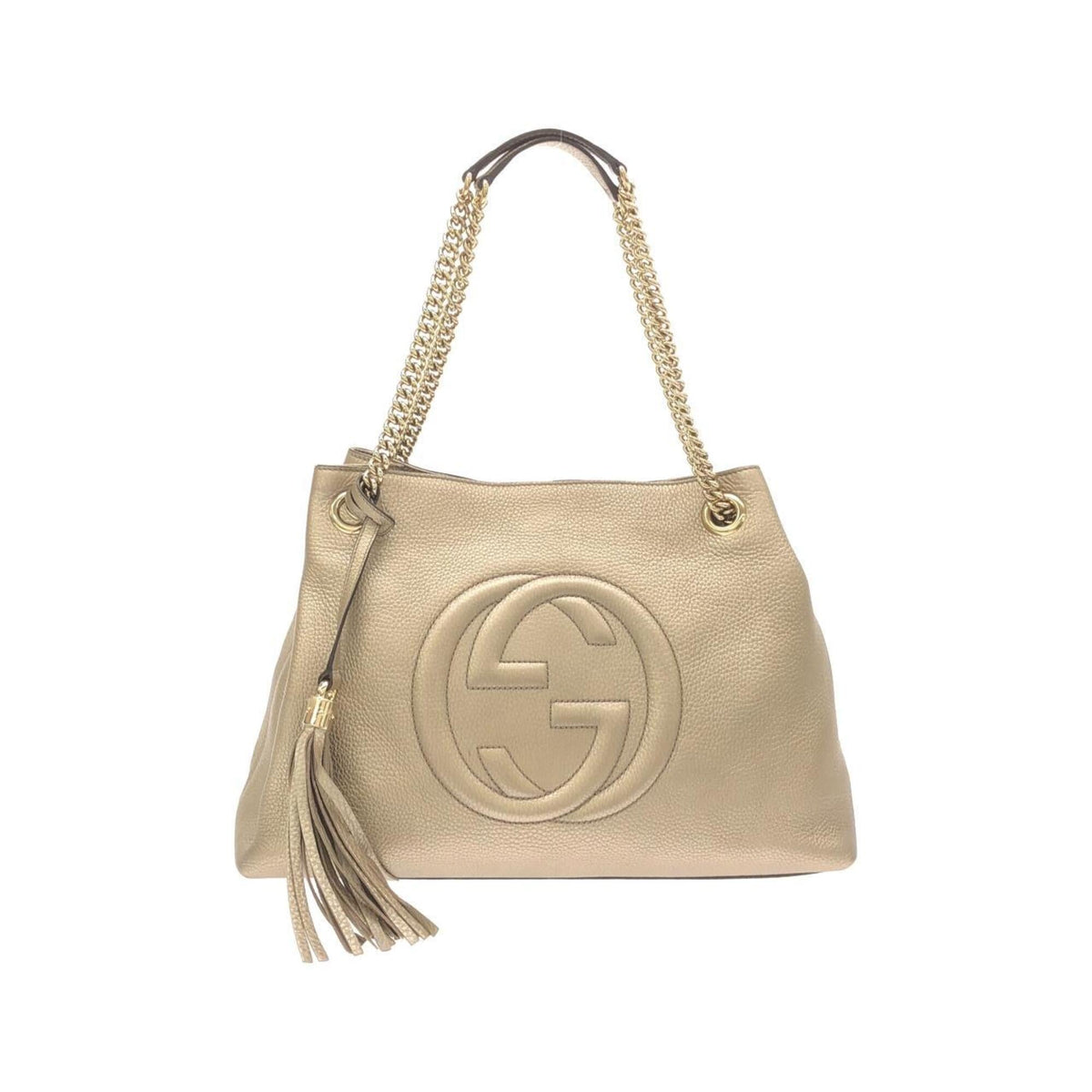 Gucci Metallic Beige Metallic Gold Leather Shoulder Bag (Pre-Owned)