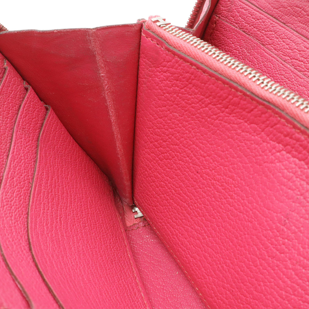 Hermes Fuchsia Chevre Leather Long Wallet (Bi-Fold) (Pre-Owned)