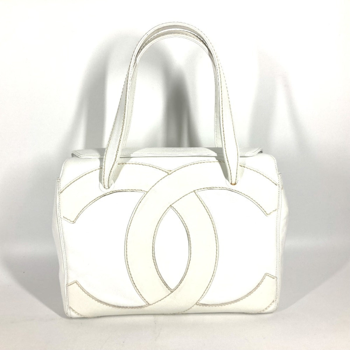 Chanel White Caviar Leather Shoulder Bag Tote Bag (Pre-Owned)