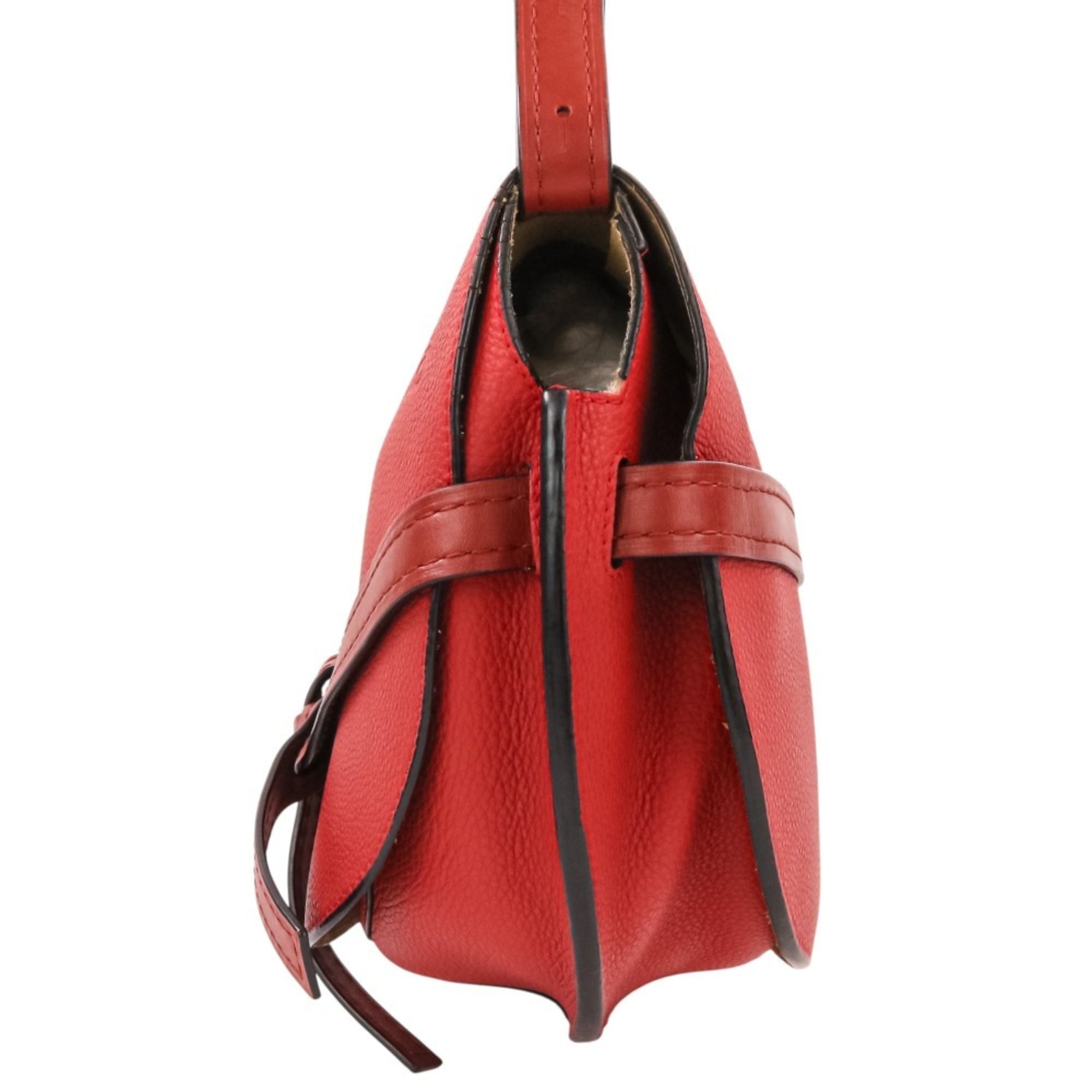 Loewe Red Color Leather Shoulder Bag (Pre-Owned)