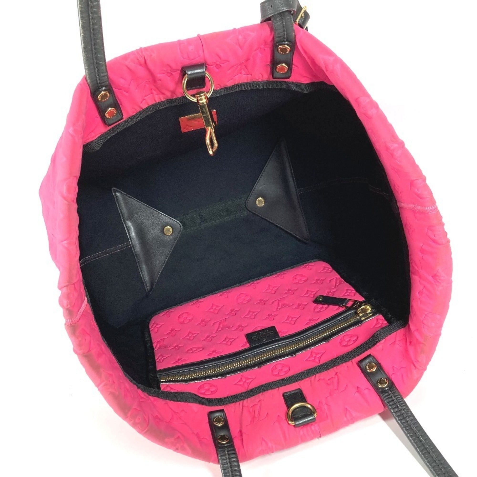 Louis Vuitton Black Pink Microfiber Shoulder Bag Tote Bag (Pre-Owned)
