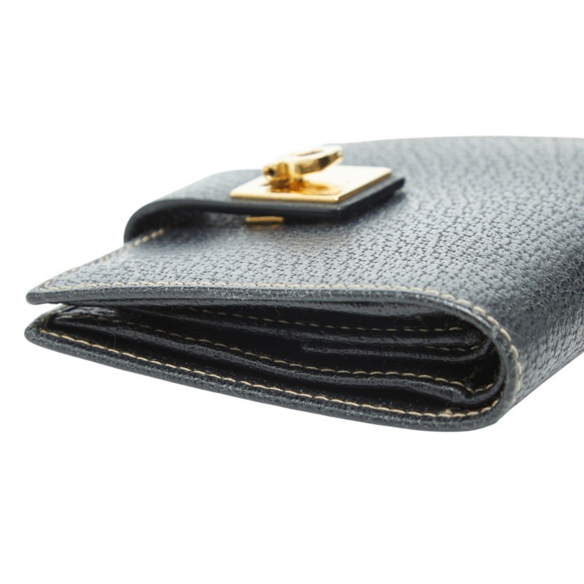 Salvatore Ferragamo Black Leather Wallet (Bi-Fold) (Pre-Owned)