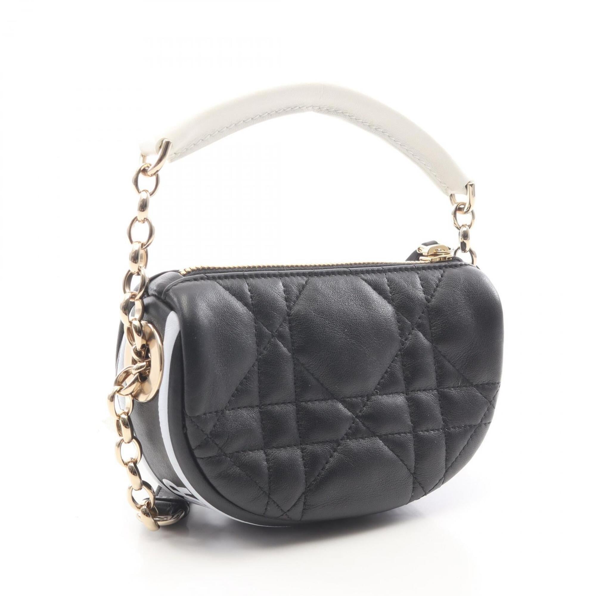 Christian Dior Black White Leather Handbag Shoulder Bag (Pre-Owned)