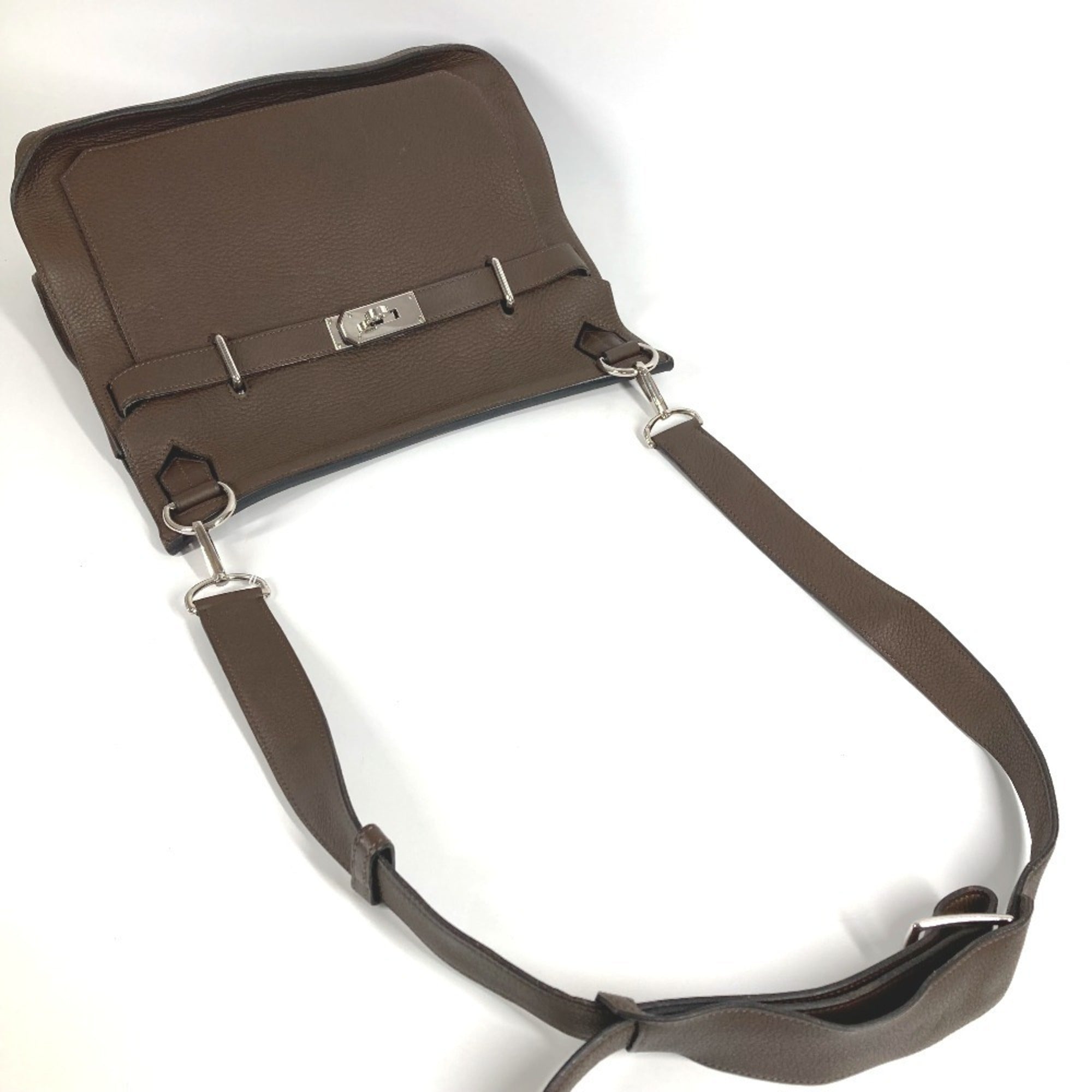Hermes Jypsiere Dark Brown Taurillon Clemence Leather Shoulder Bag (Pre-Owned)