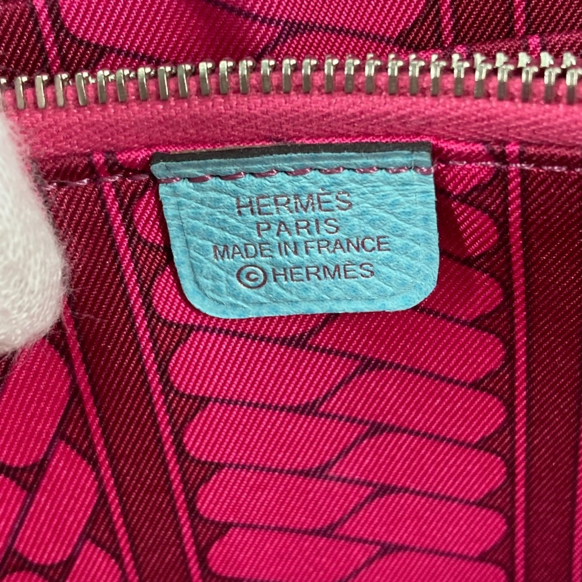 Hermes Blue Pink Epsom Leather Chain/Shoulder Wallet (Pre-Owned)