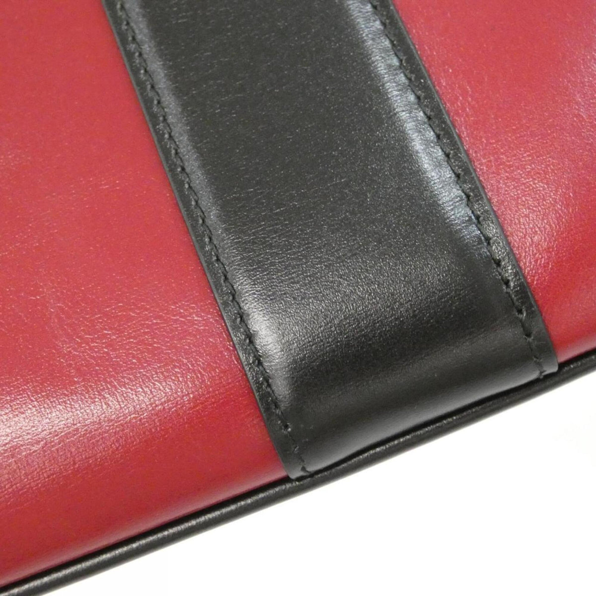 Gucci Black Red Color Leather Shoulder Bag (Pre-Owned)