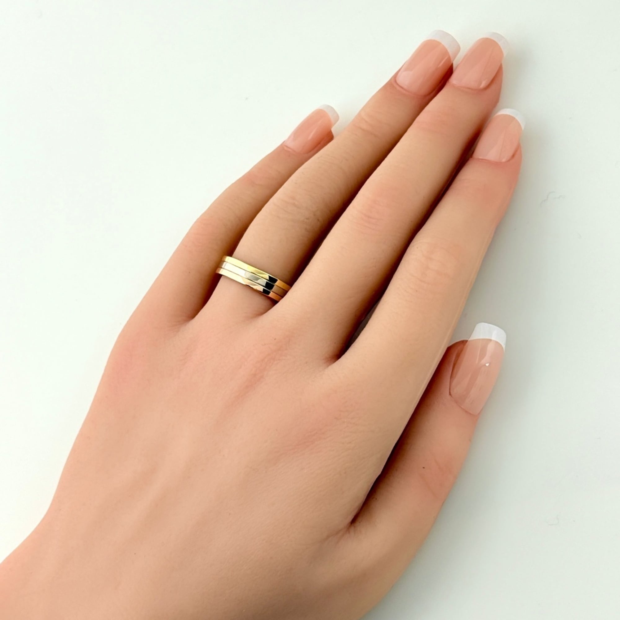 Cartier Pink White Yellow Band Ring (Pre-Owned)