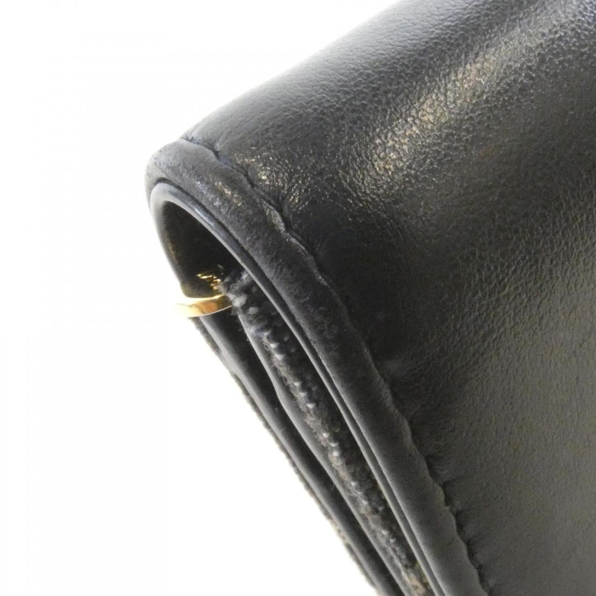 Christian Dior Blue Leather Canvas Long Wallet (Bi-Fold) (Pre-Owned)