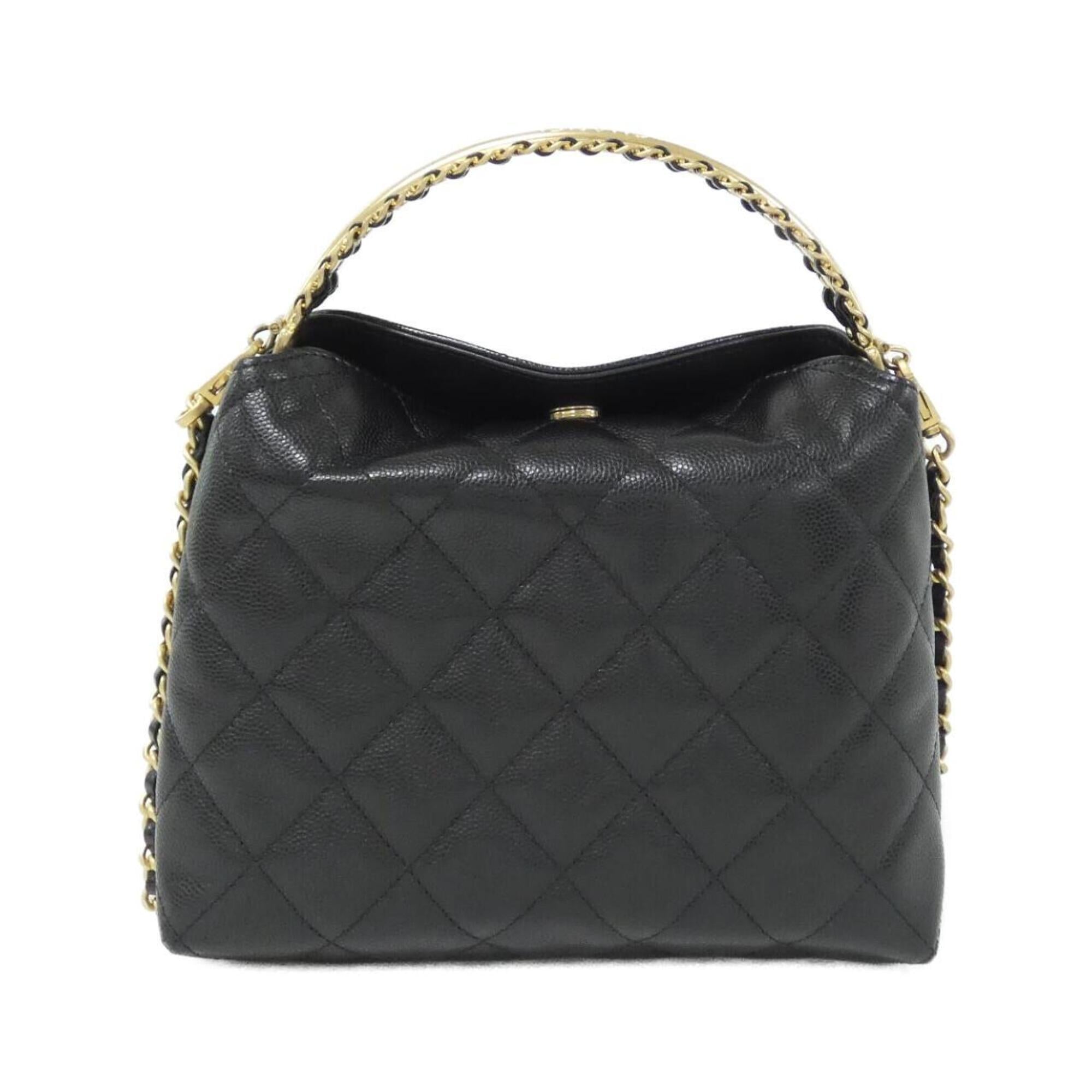 Chanel Black Grained Calfskin Handbag Shoulder Bag (Pre-Owned)