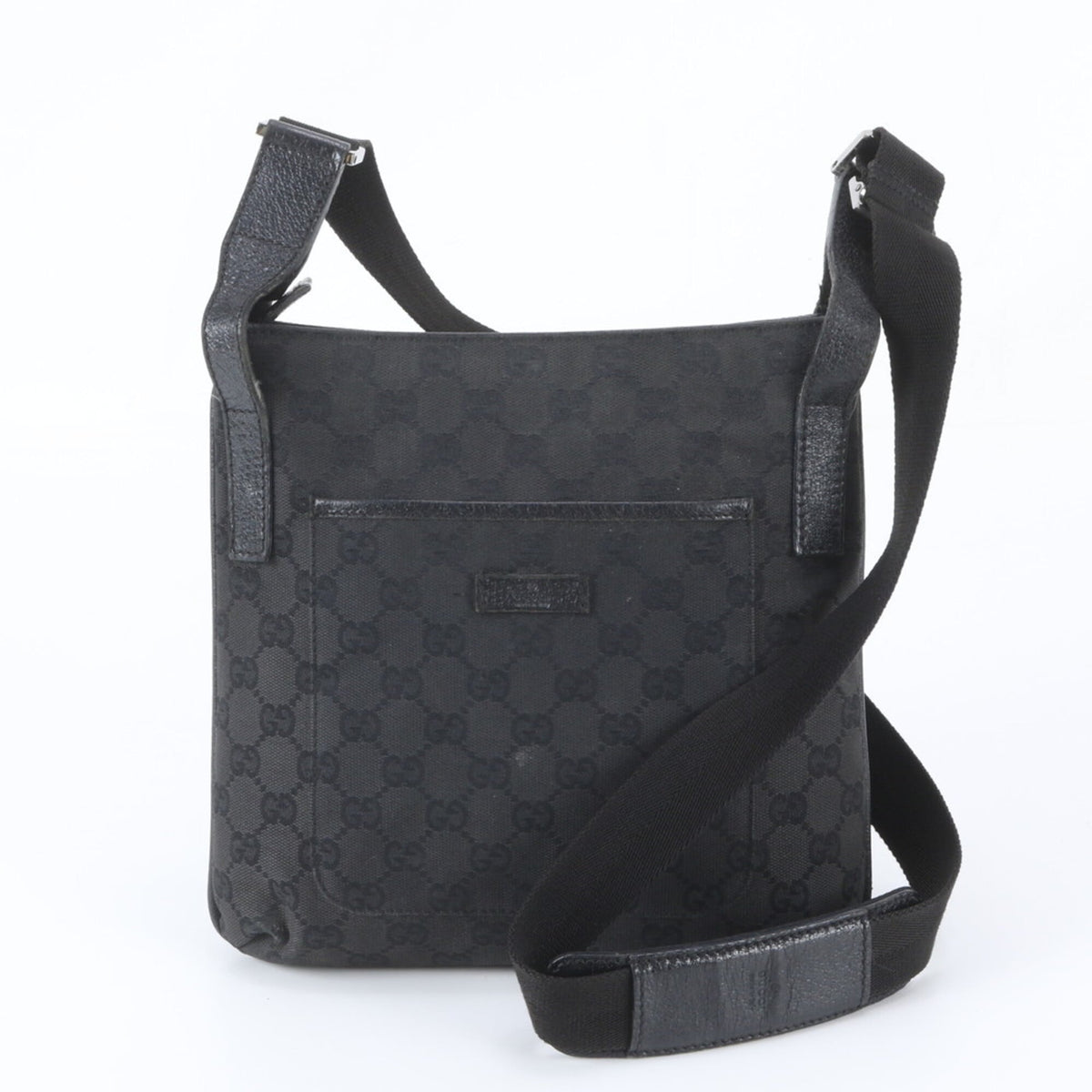 Gucci Black Leather Canvas Handbag Shoulder Bag Tote Bag (Pre-Owned)