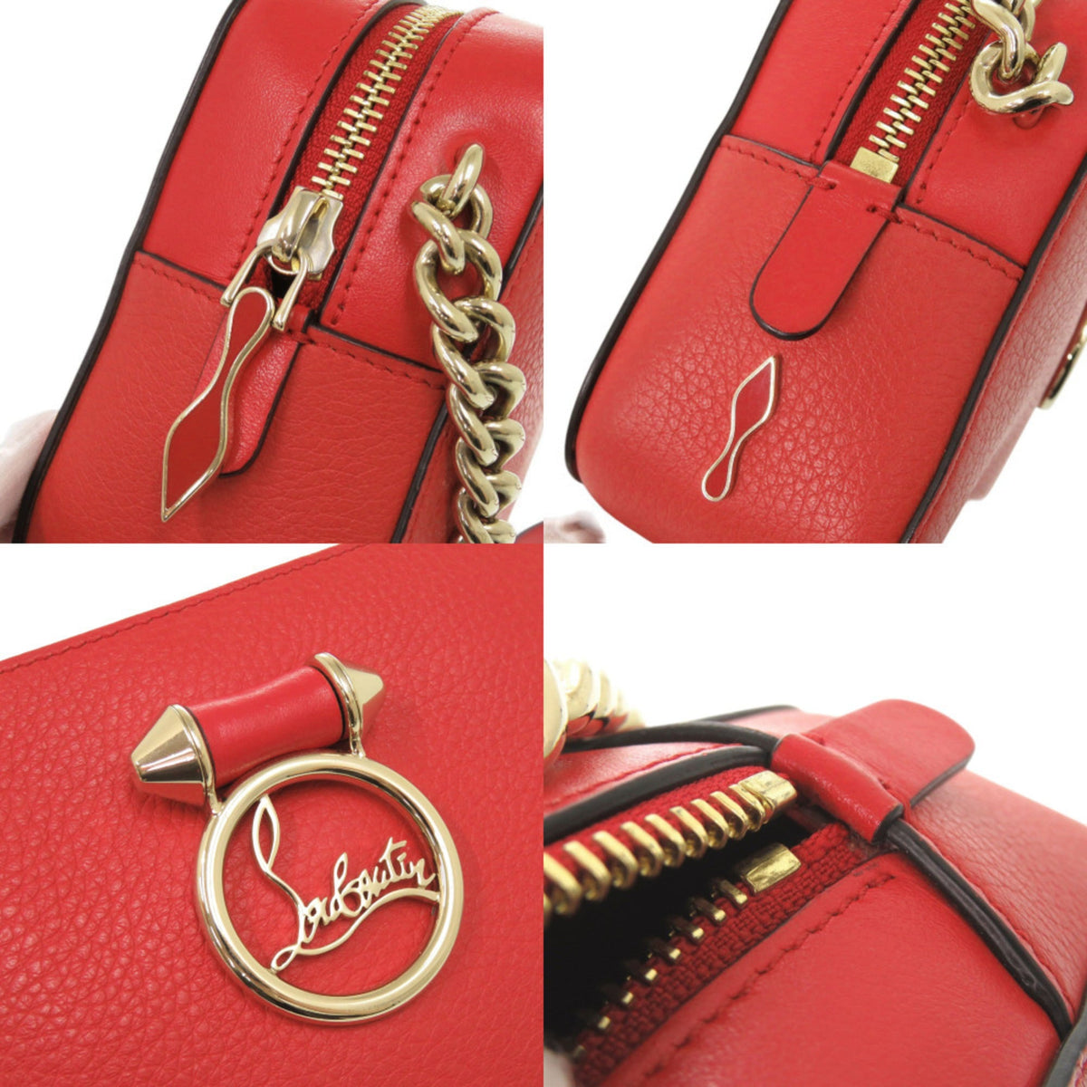 Christian Louboutin Red Color Leather Shoulder Bag (Pre-Owned)