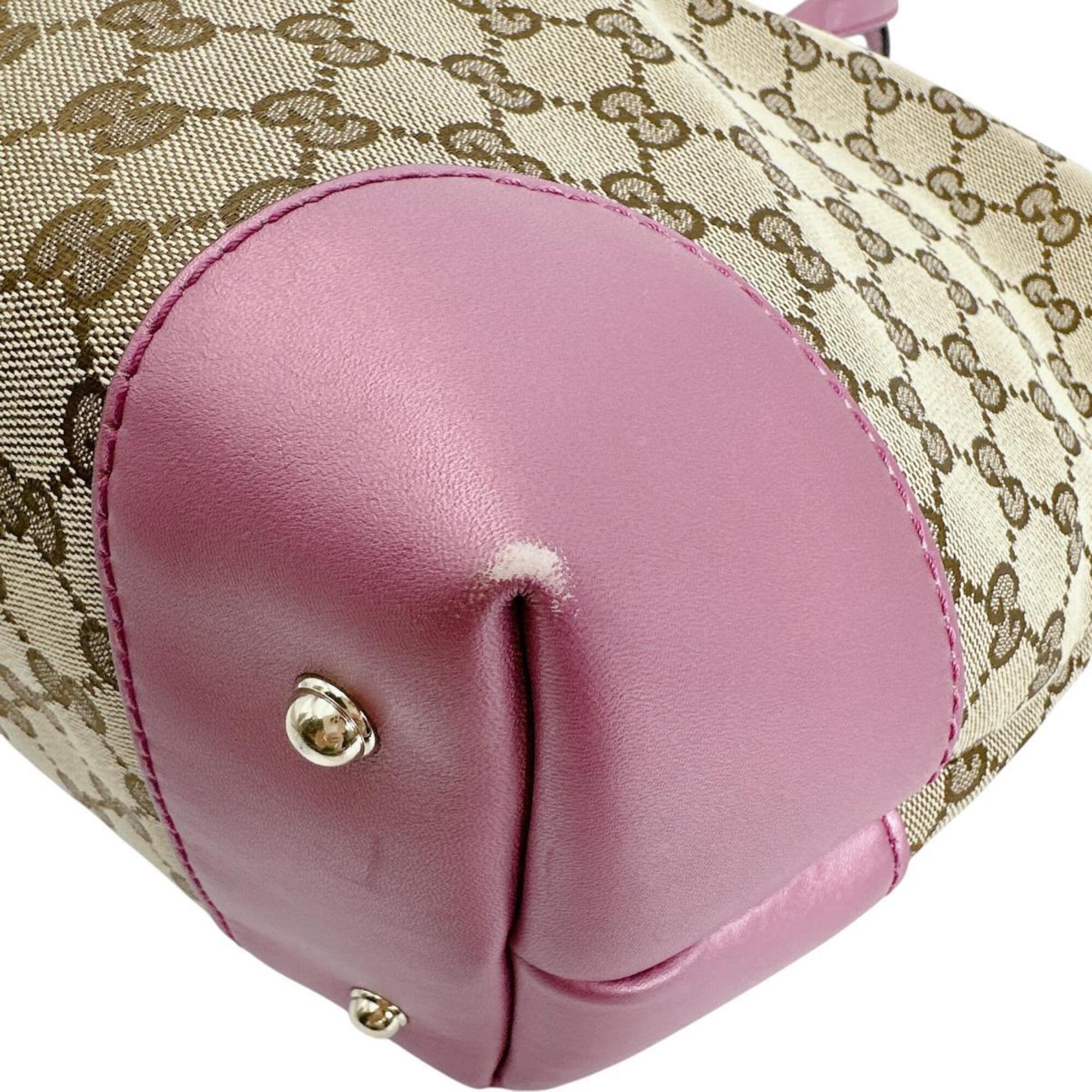 Gucci Brown Pink Gg Canvas Tote Bag (Pre-Owned)