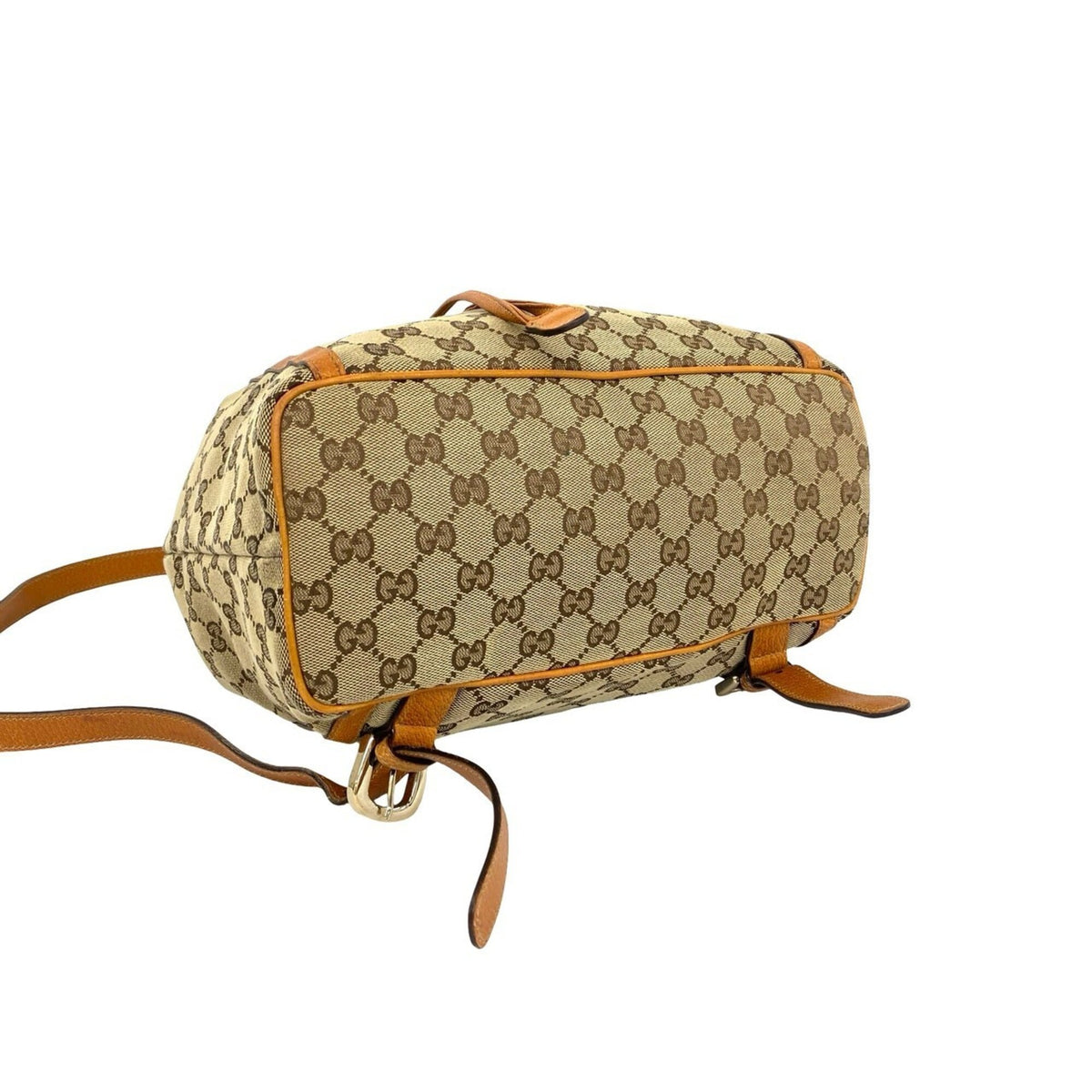 Gucci Brown Canvas Leather Backpack (Pre-Owned)