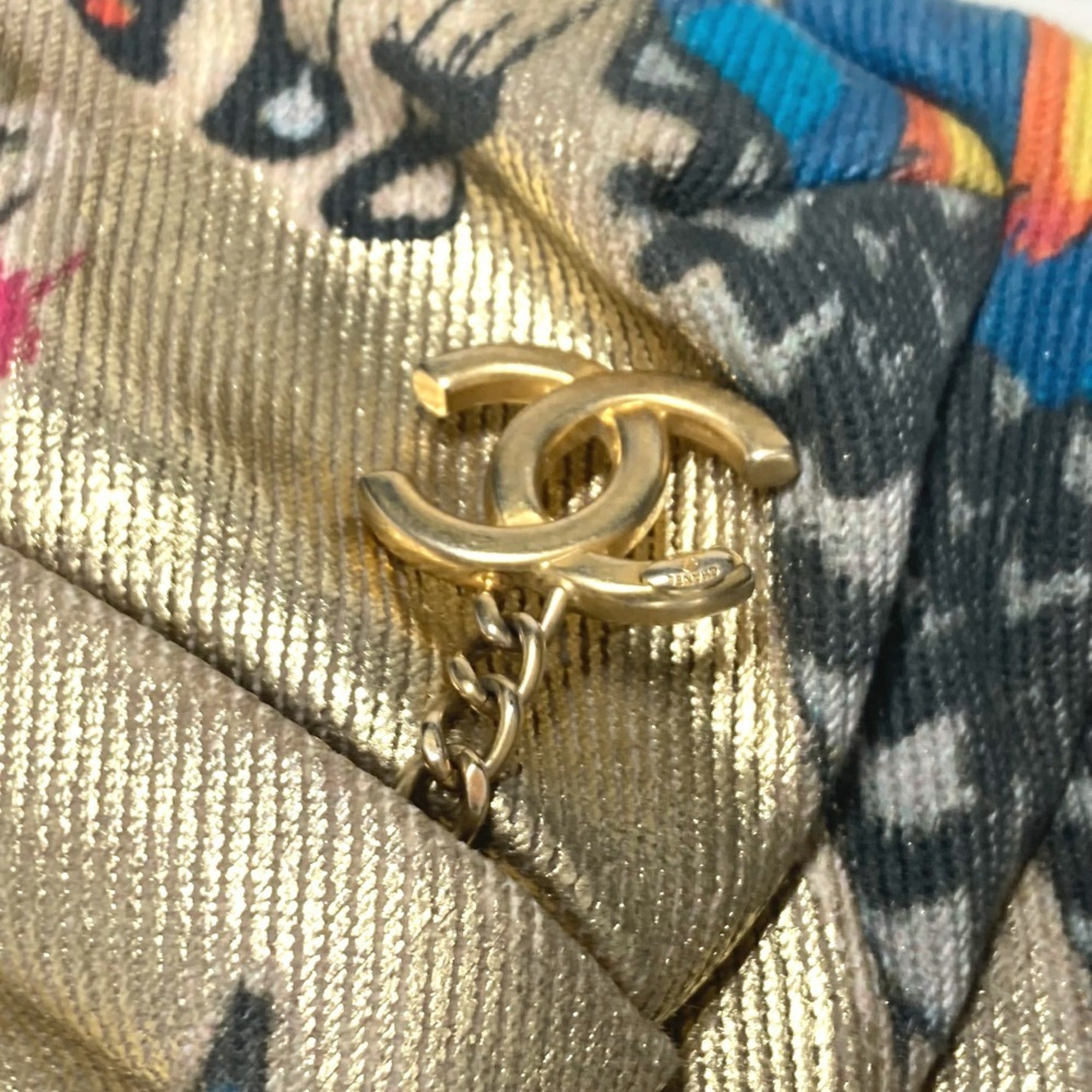 Chanel Gold Leather Canvas Backpack (Pre-Owned)