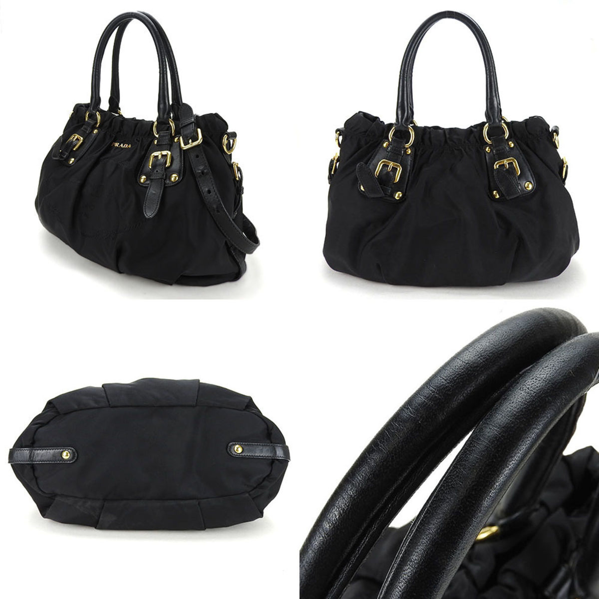 Prada Black Nylon Leather Handbag (Pre-Owned)