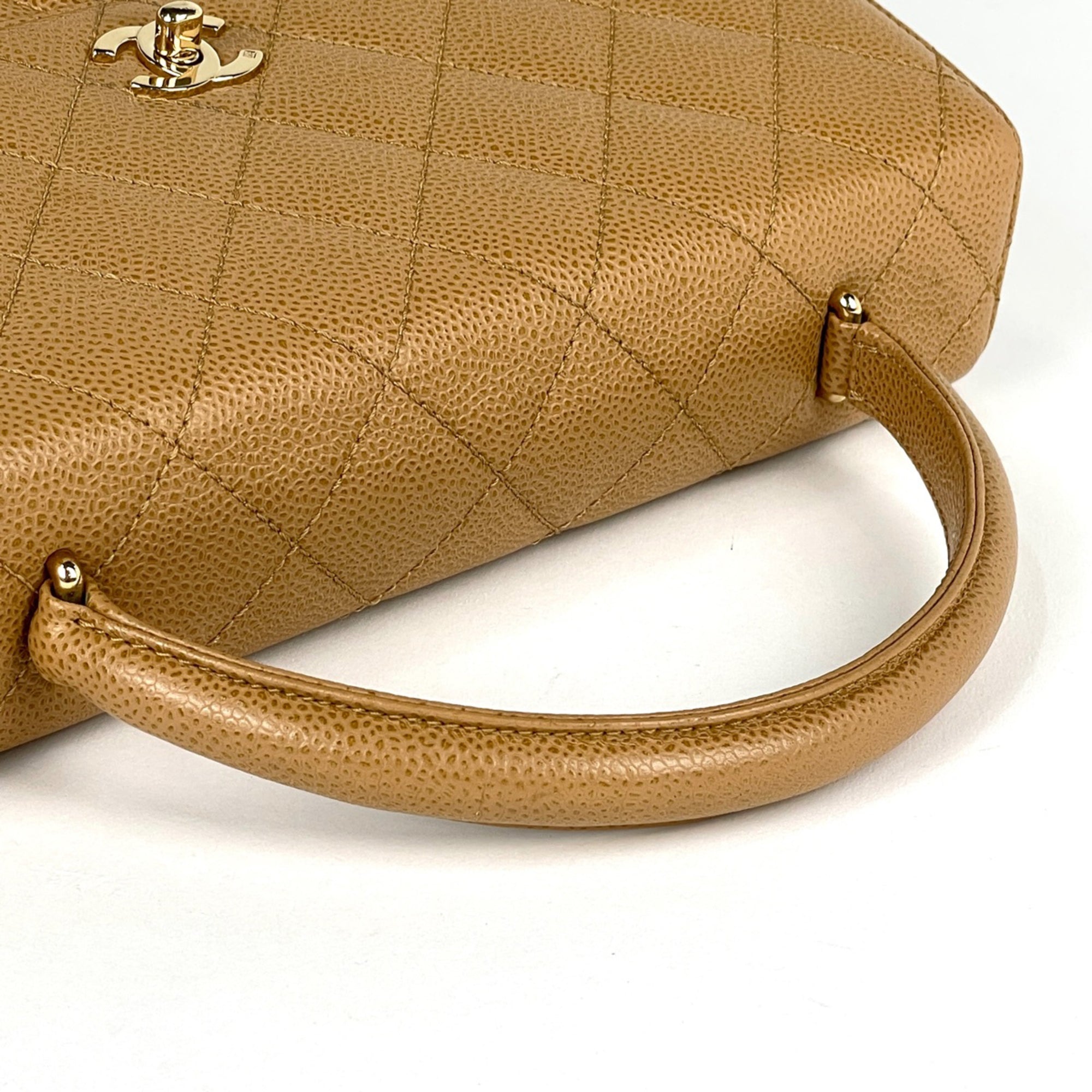 Chanel Beige Grained Calfskin Handbag (Pre-Owned)