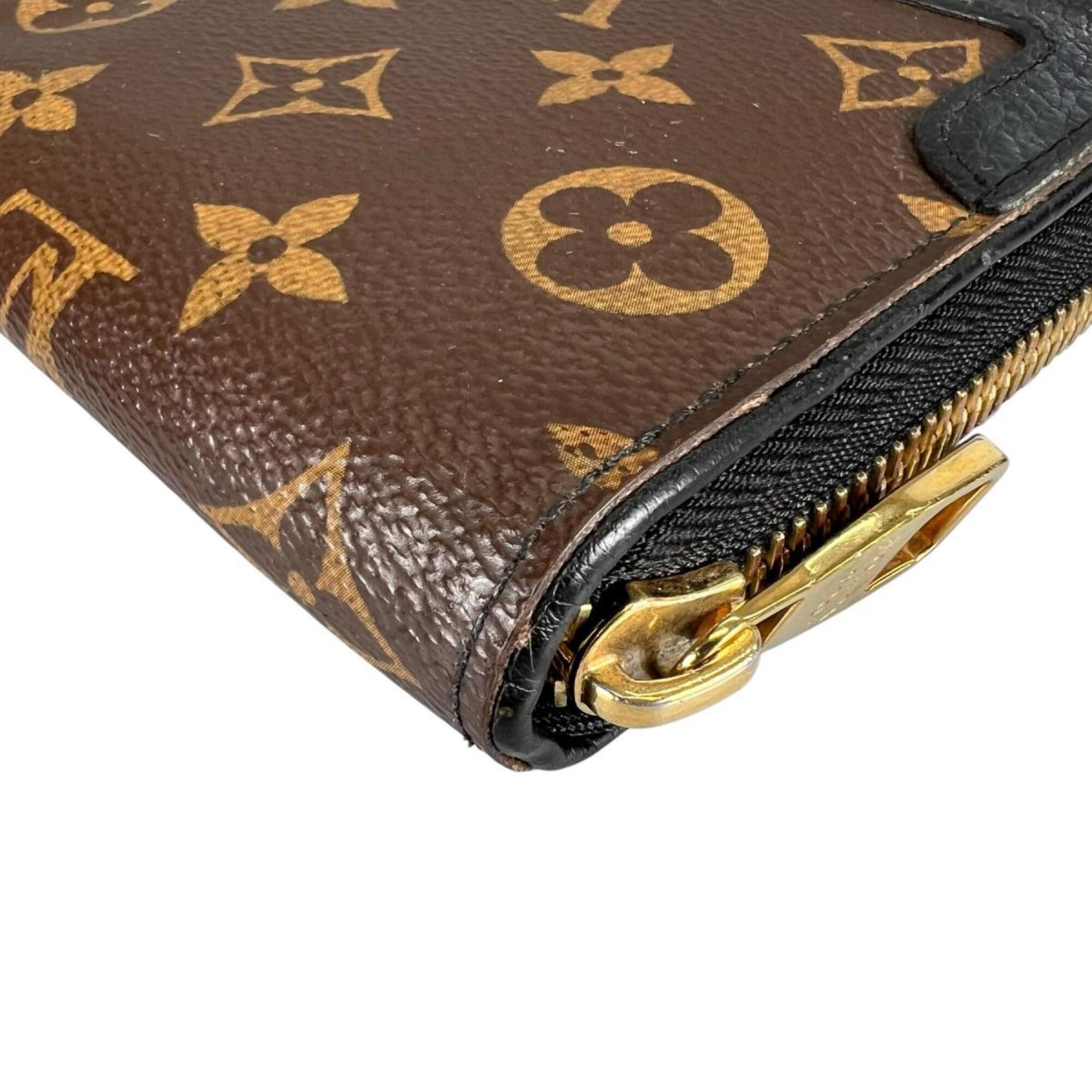 Louis Vuitton Black Brown Noir Monogram Canvas Long Wallet (Bi-Fold) (Pre-Owned)