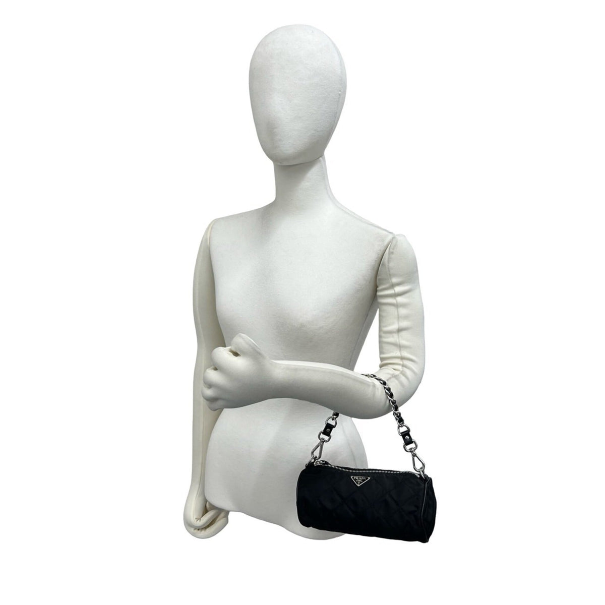Prada Black Nylon Leather Handbag Pouch (Pre-Owned)