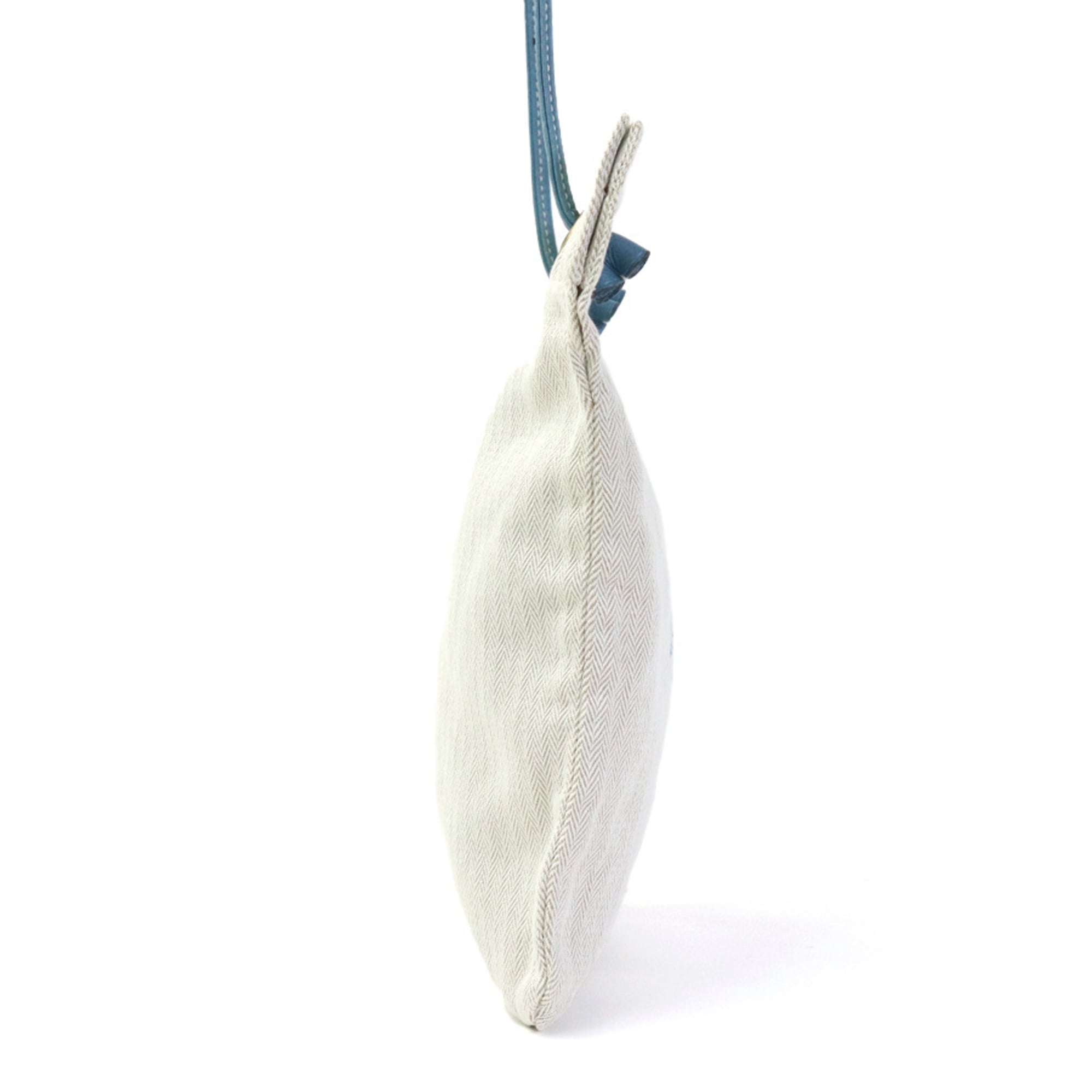 Hermes Blue Light Beige Cotton Leather Shoulder Bag (Pre-Owned)