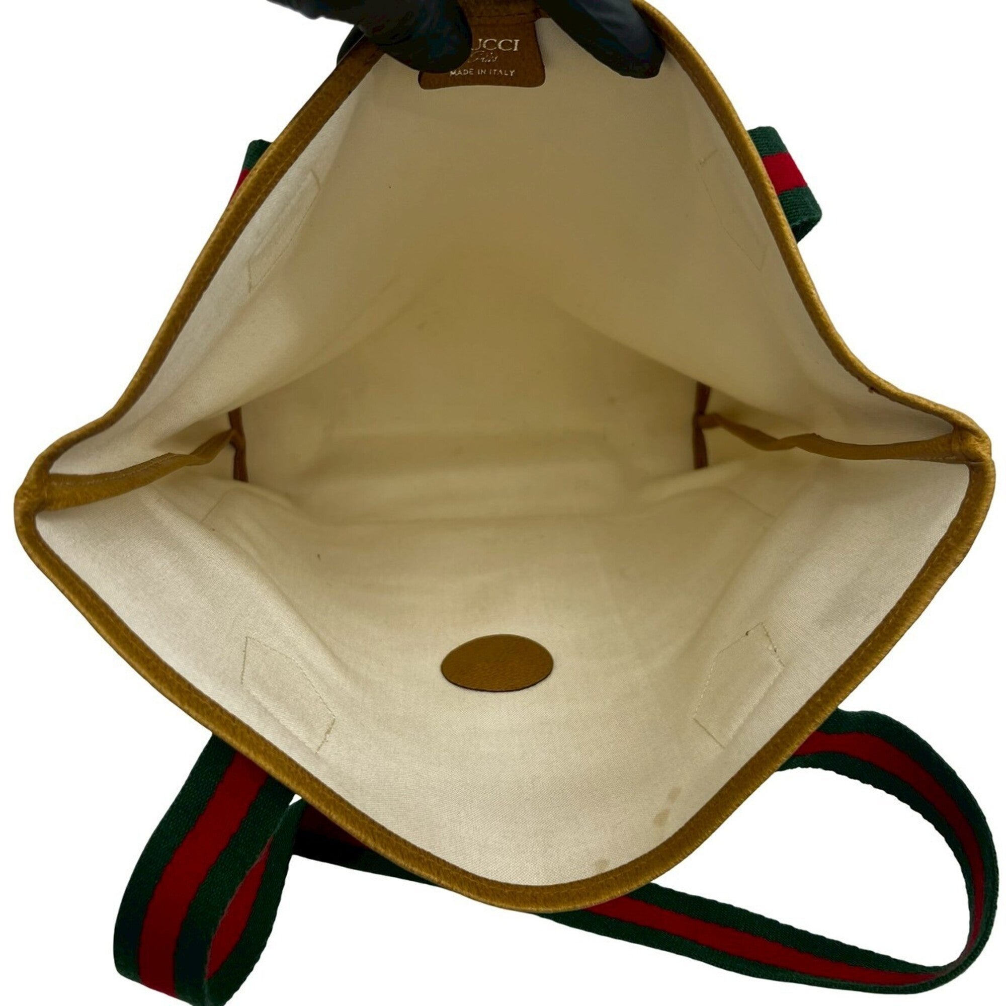 Gucci Brown Green Red Color White Leather Pvc Tote Bag (Pre-Owned)