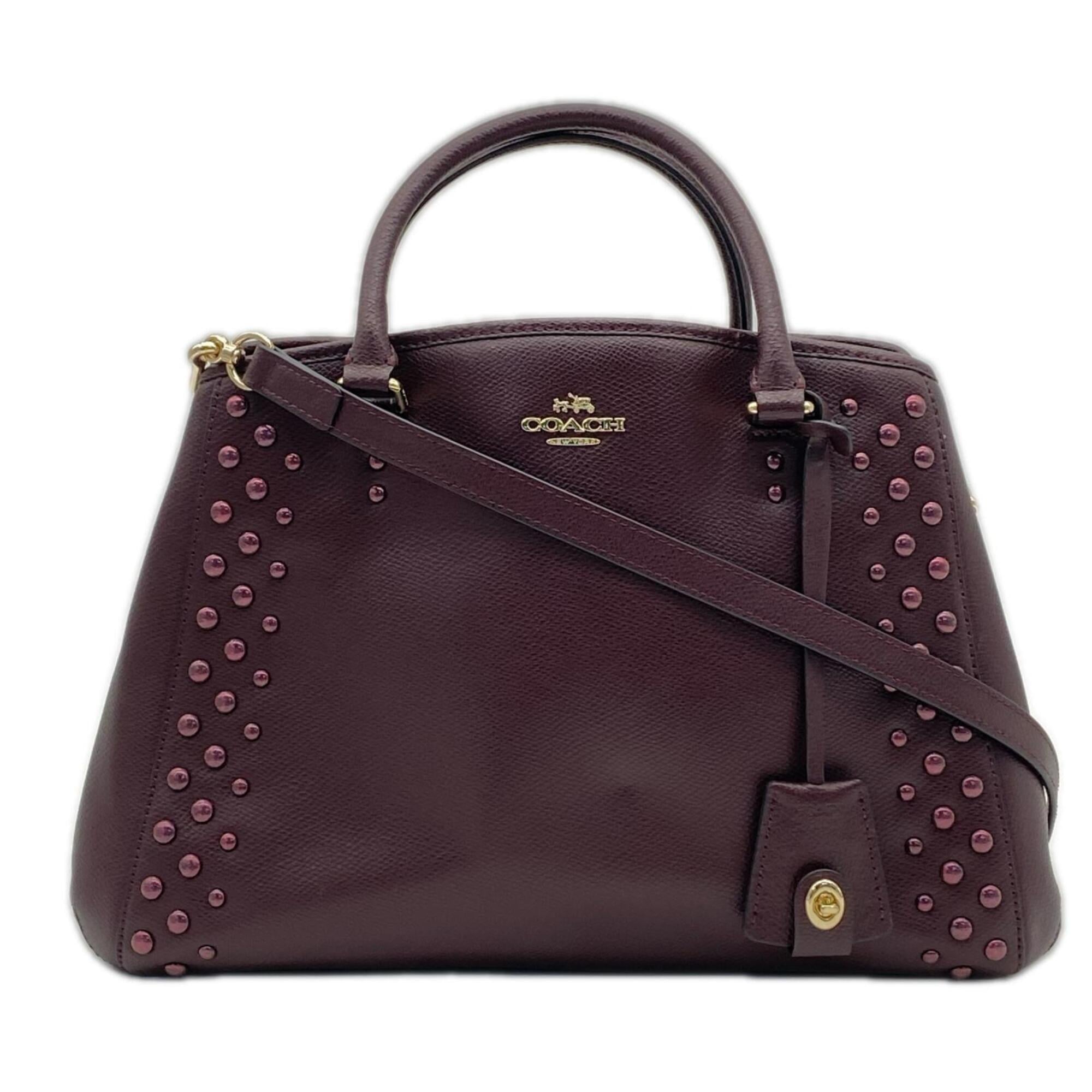 Coach Bordeaux Leather Handbag Shoulder Bag (Pre-Owned)