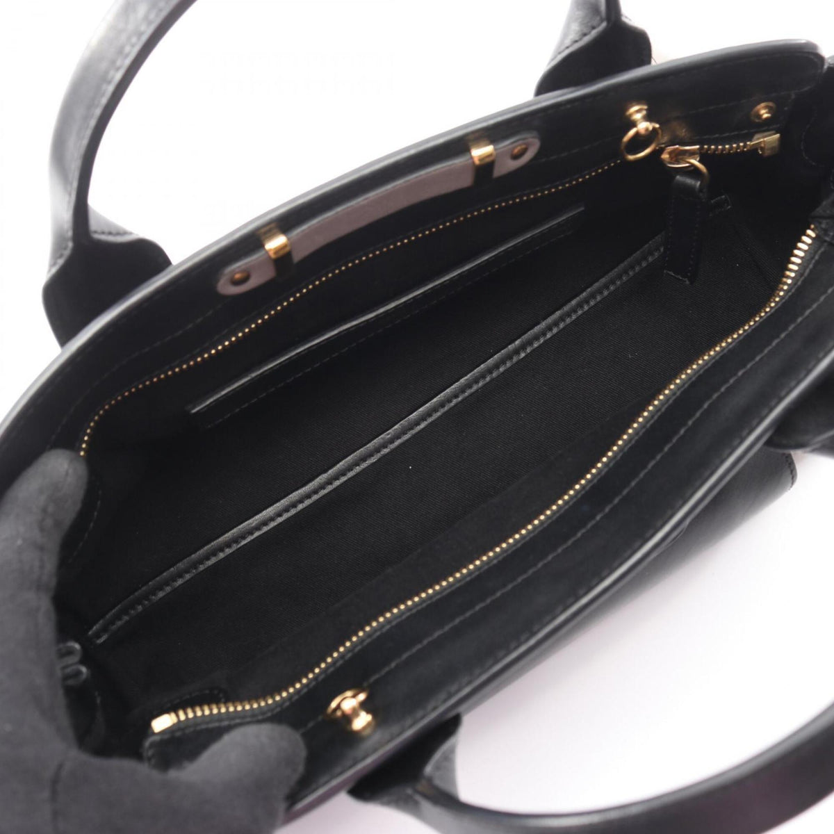 Chloé Black Gray Leather Handbag (Pre-Owned)