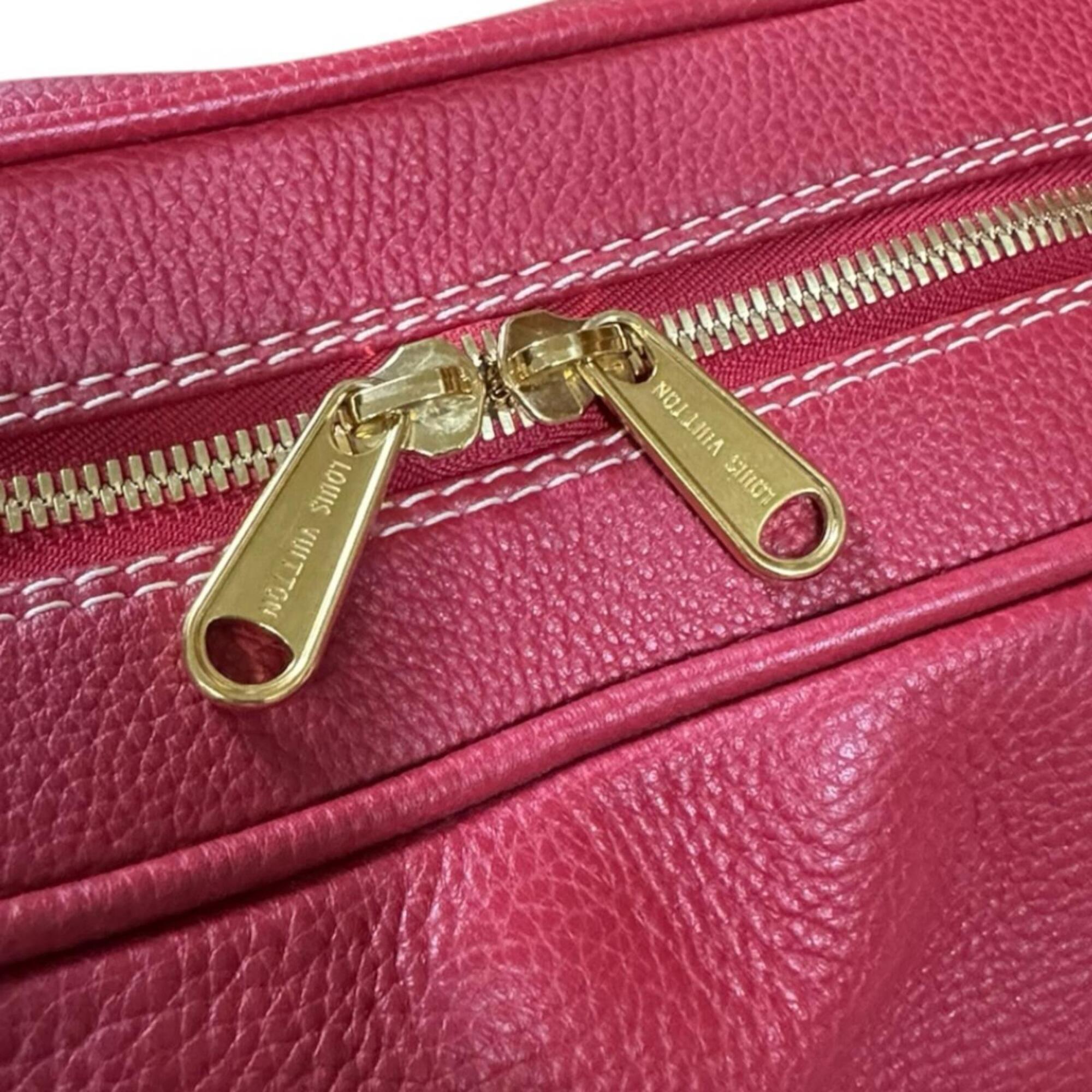 Louis Vuitton Red Color Leather Boston Bag (Pre-Owned)