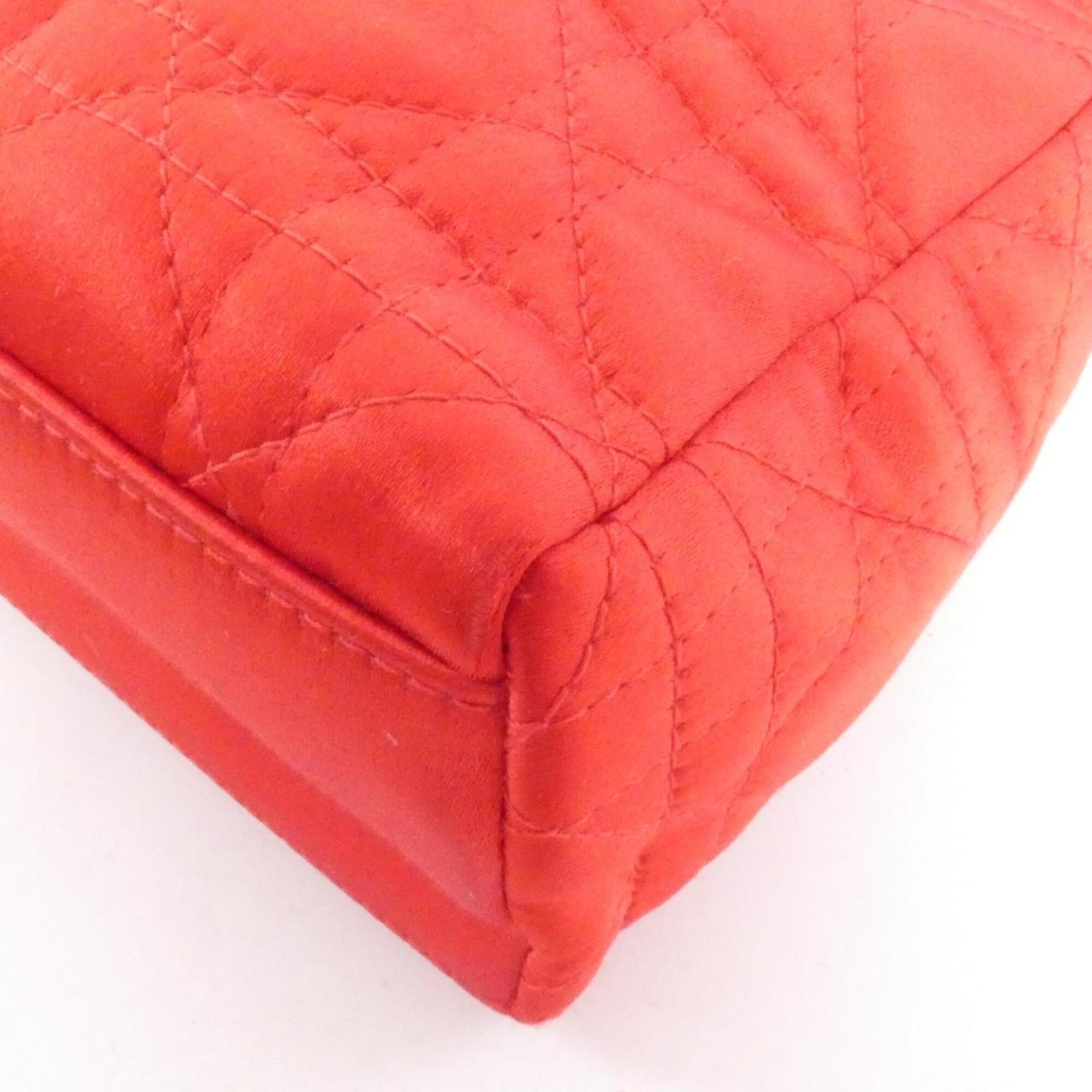 Christian Dior Clear Red Color Satin Handbag (Pre-Owned)