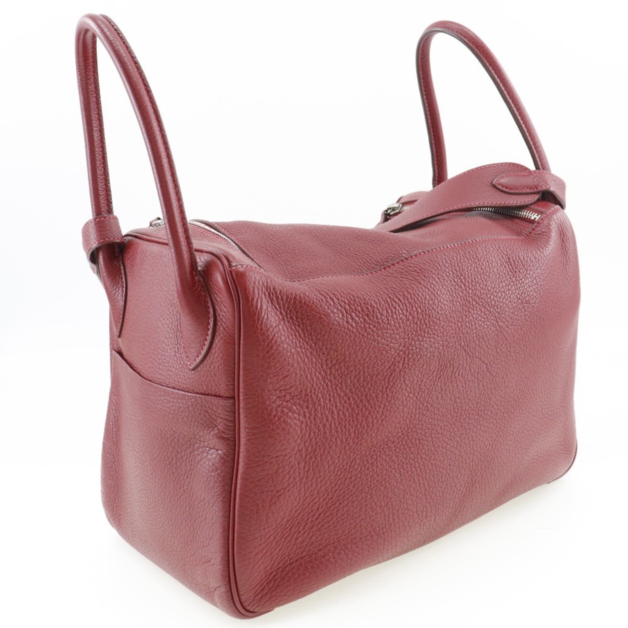 Hermes Lindy Red Color Taurillon Clemence Leather Handbag (Pre-Owned)