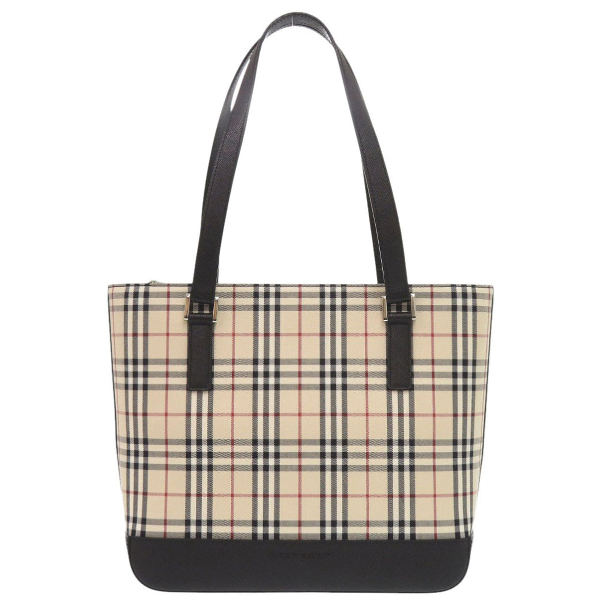 Burberry Beige Black Canvas Handbag (Pre-Owned)