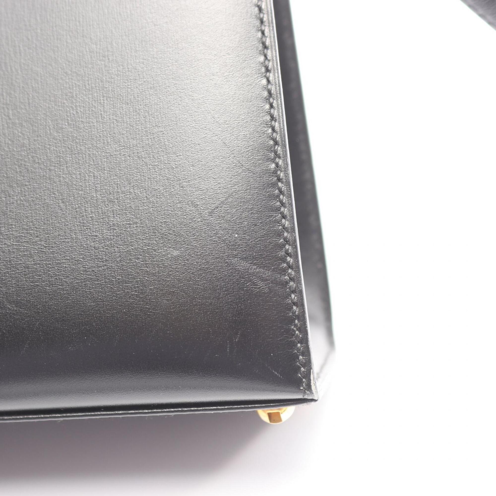 Hermes Black Box Calf Leather Handbag Shoulder Bag (Pre-Owned)