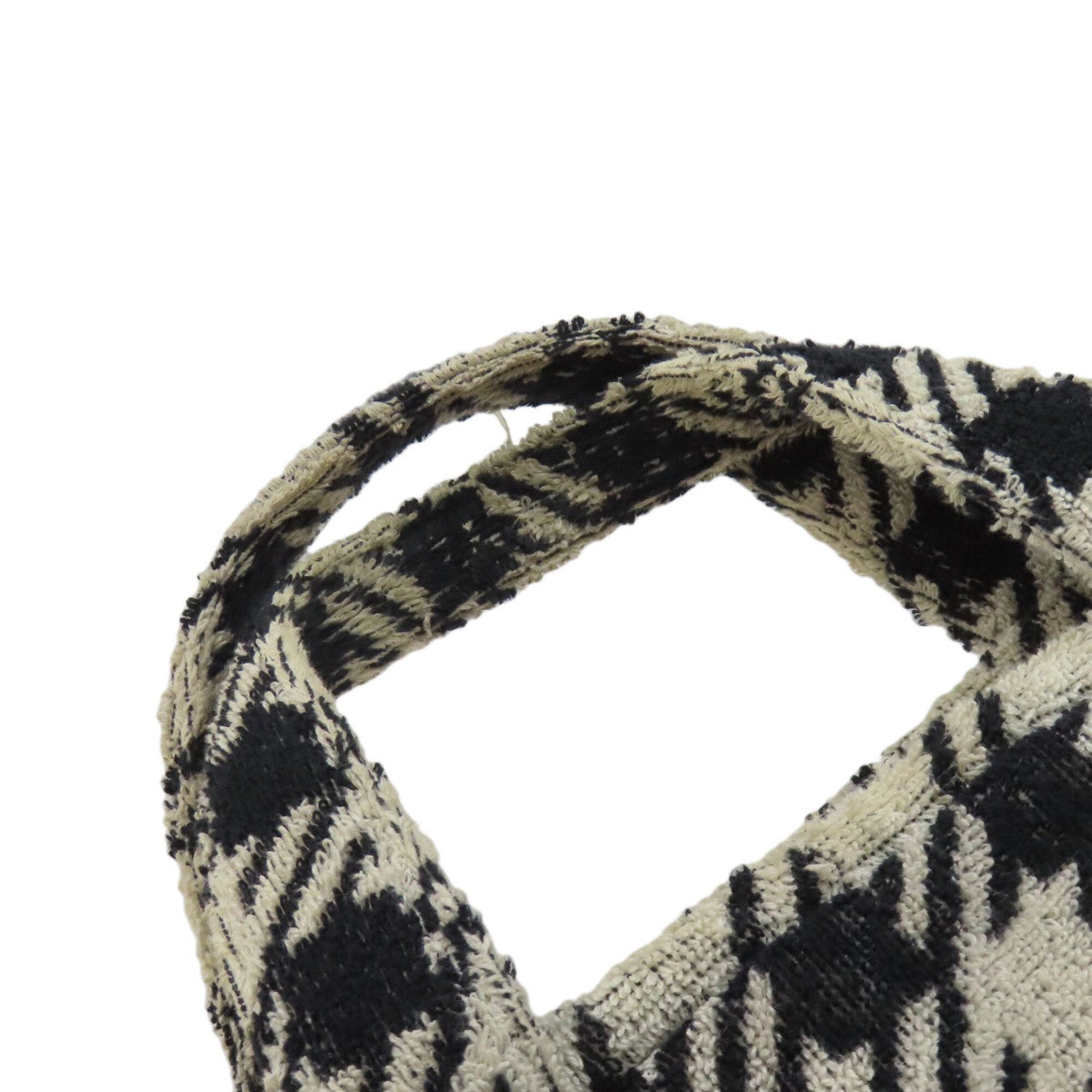 Miu Miu Black White Pile Fabric Handbag (Pre-Owned)