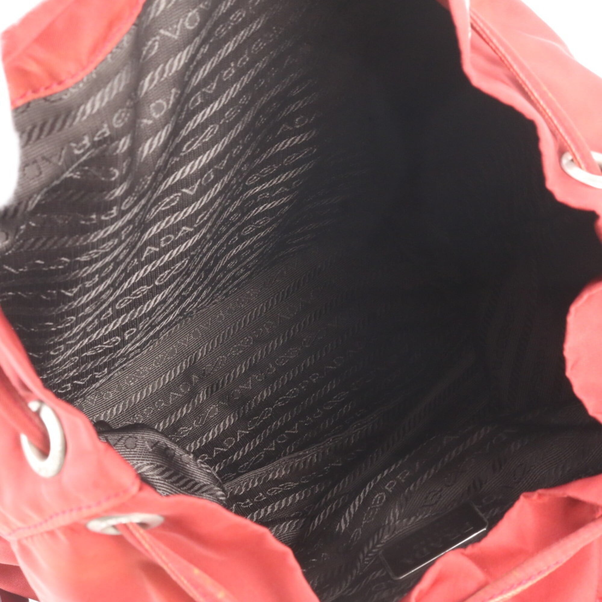 Prada Red Color Nylon Leather Backpack (Pre-Owned)