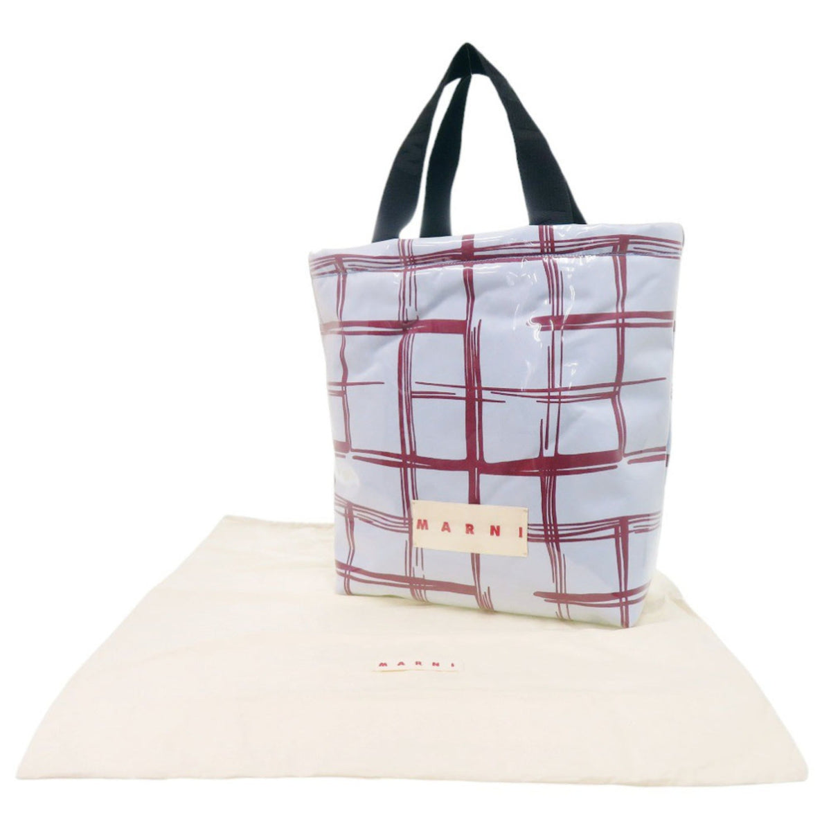 Marni Light Blue Red Color Polyester Cotton Tote Bag (Pre-Owned)