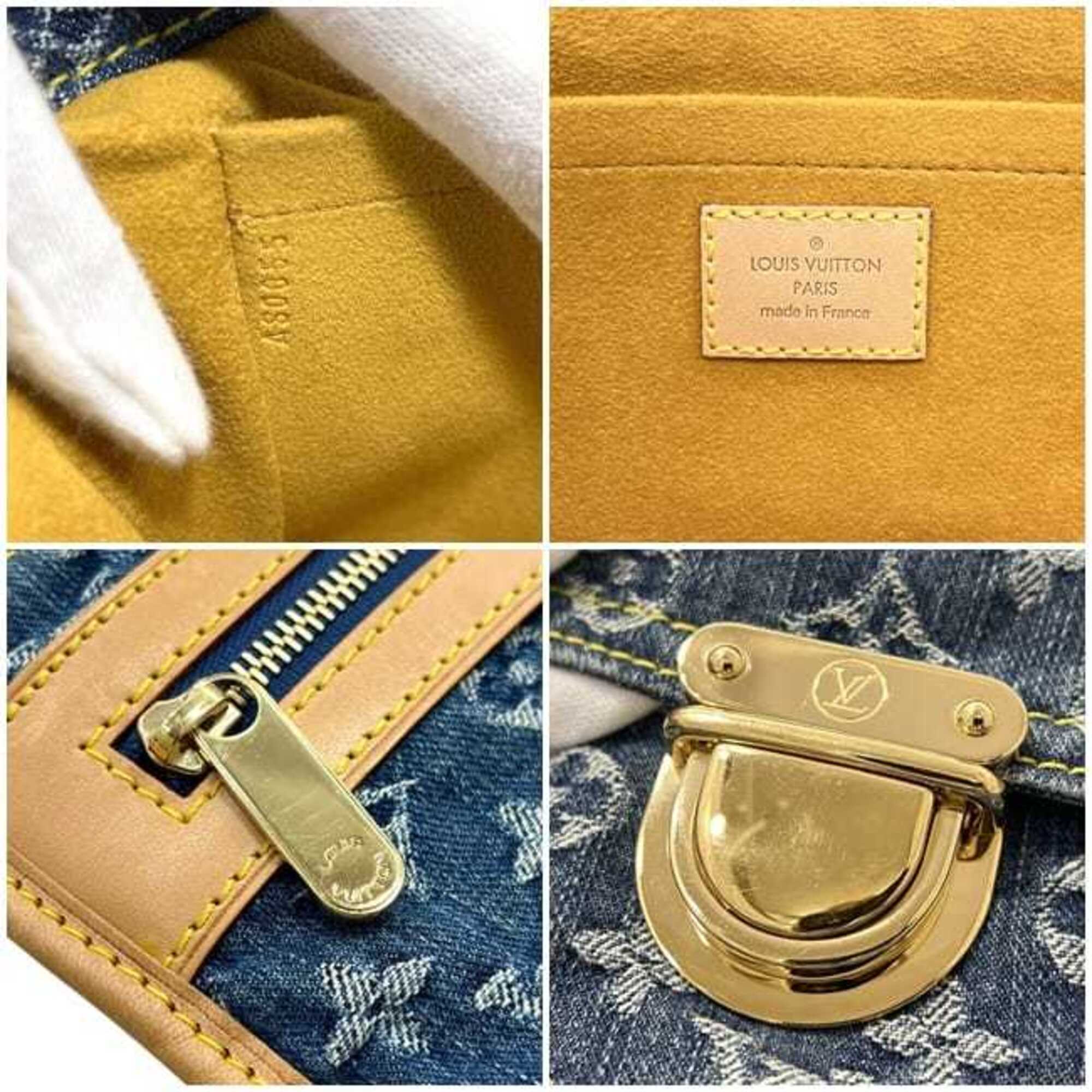 Louis Vuitton Blue Monogram Denim Leather Tote Bag (Pre-Owned)