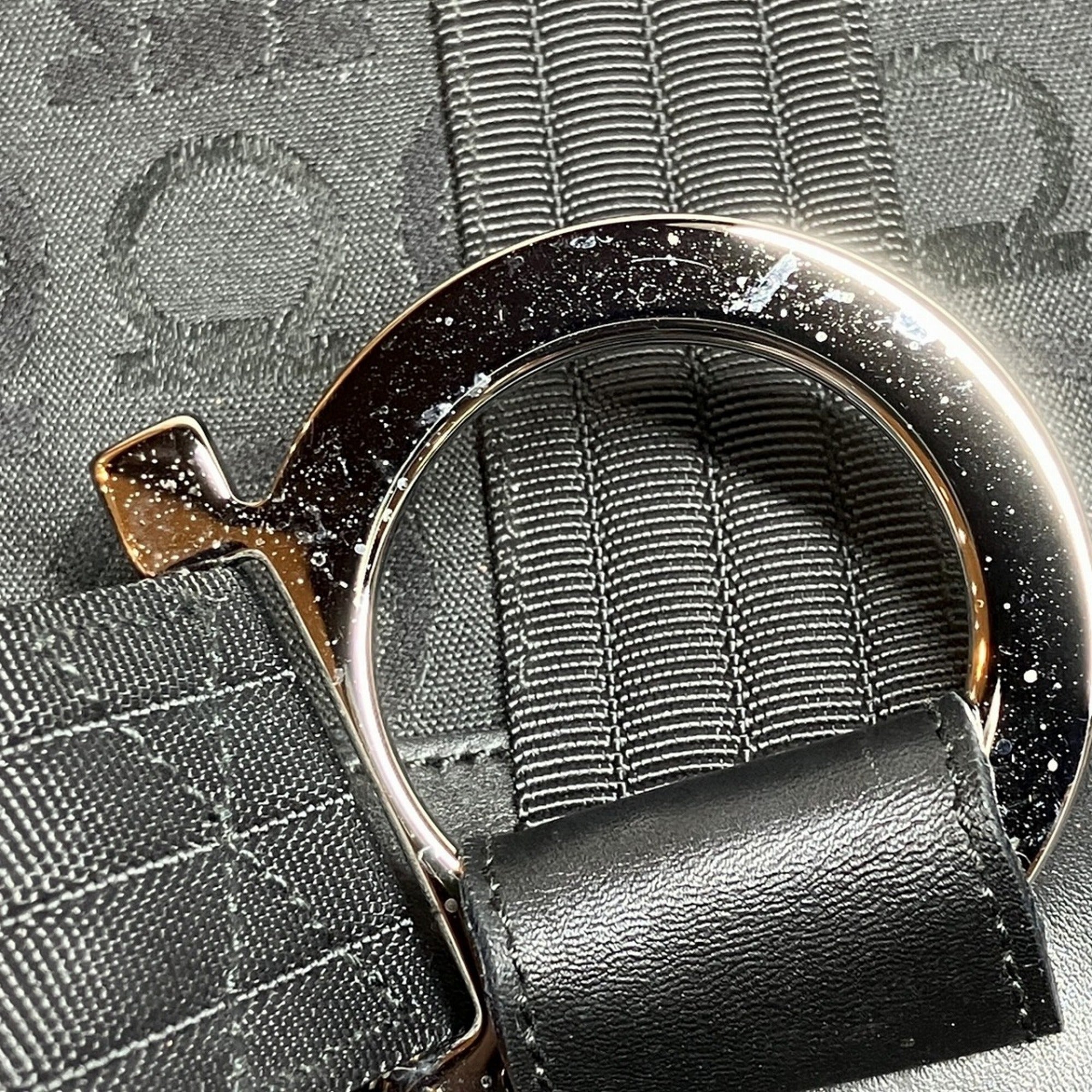 Salvatore Ferragamo Black Canvas Leather Handbag (Pre-Owned)
