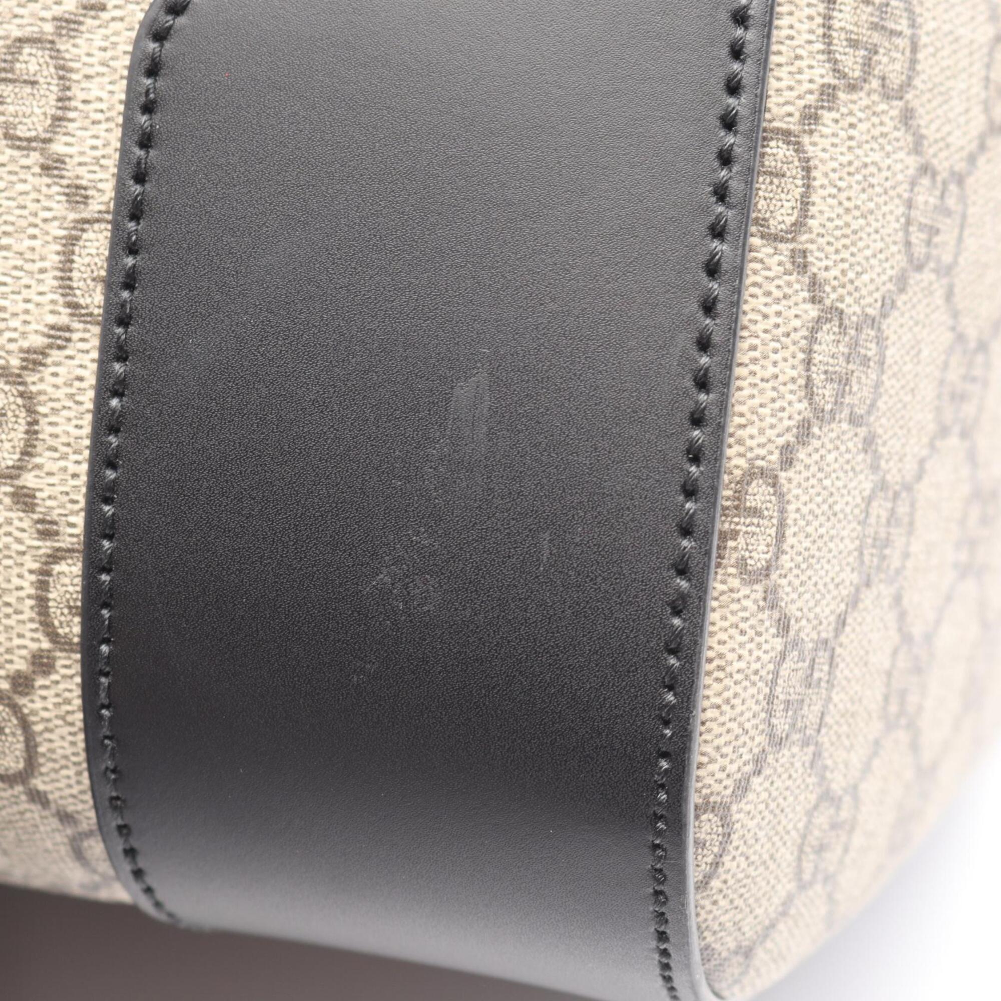 Gucci Beige Black Pvc Leather Boston Bag Handbag (Pre-Owned)