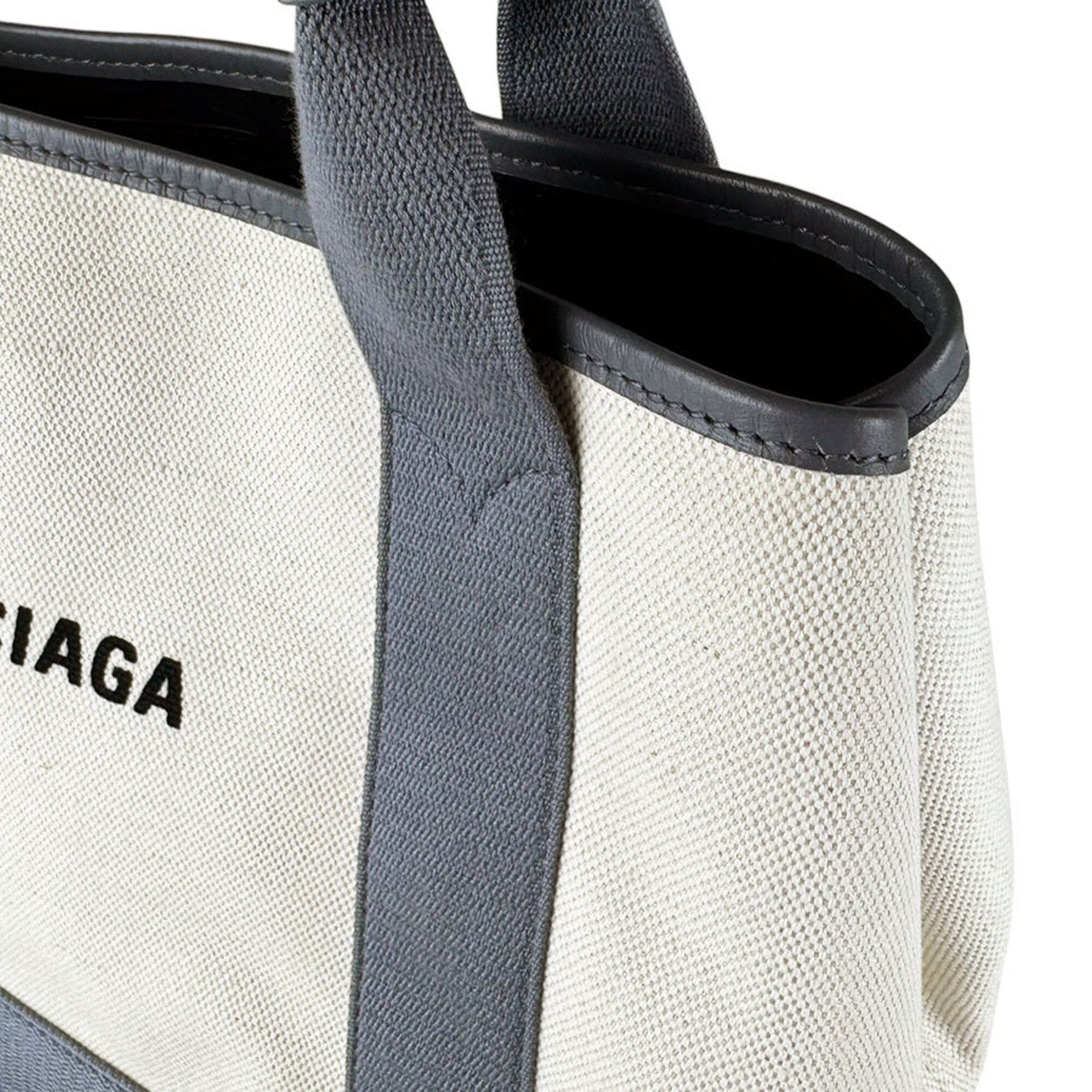 Balenciaga Gray Ivory Canvas Leather Handbag (Pre-Owned)